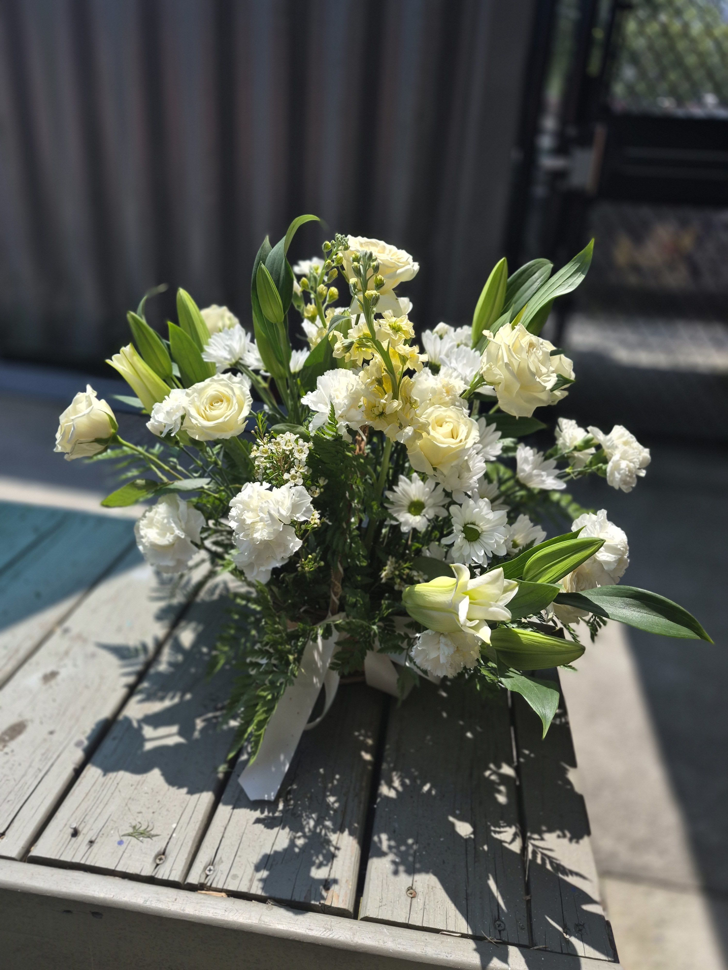 Royal Rest Sympathy Basket (White)