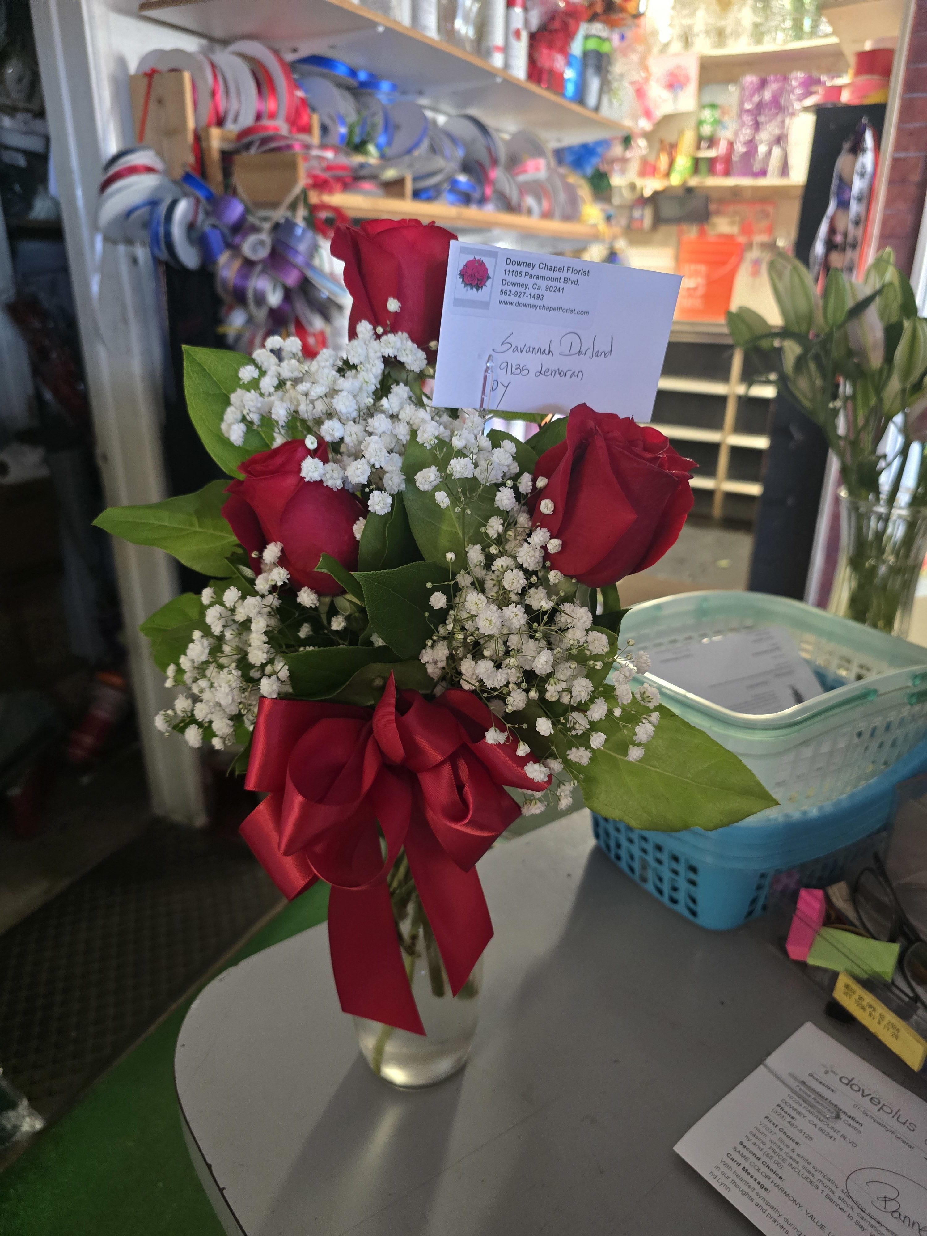 Thoughts of You Bouquet with Red Roses