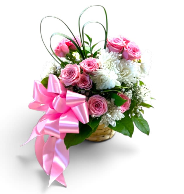 Serenity in Pink and White Basket