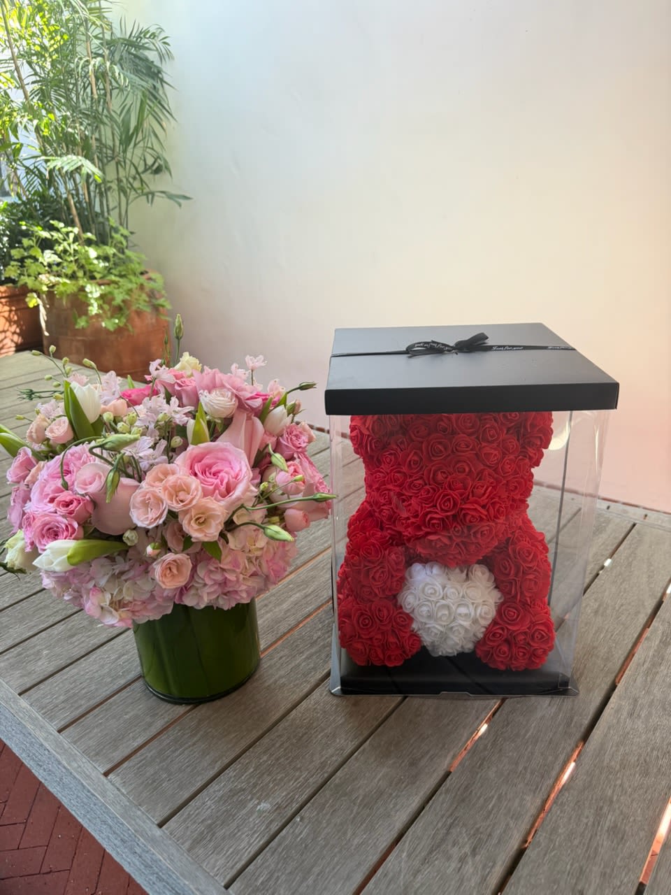 Love Heart Standing Foam Red Rose Bear