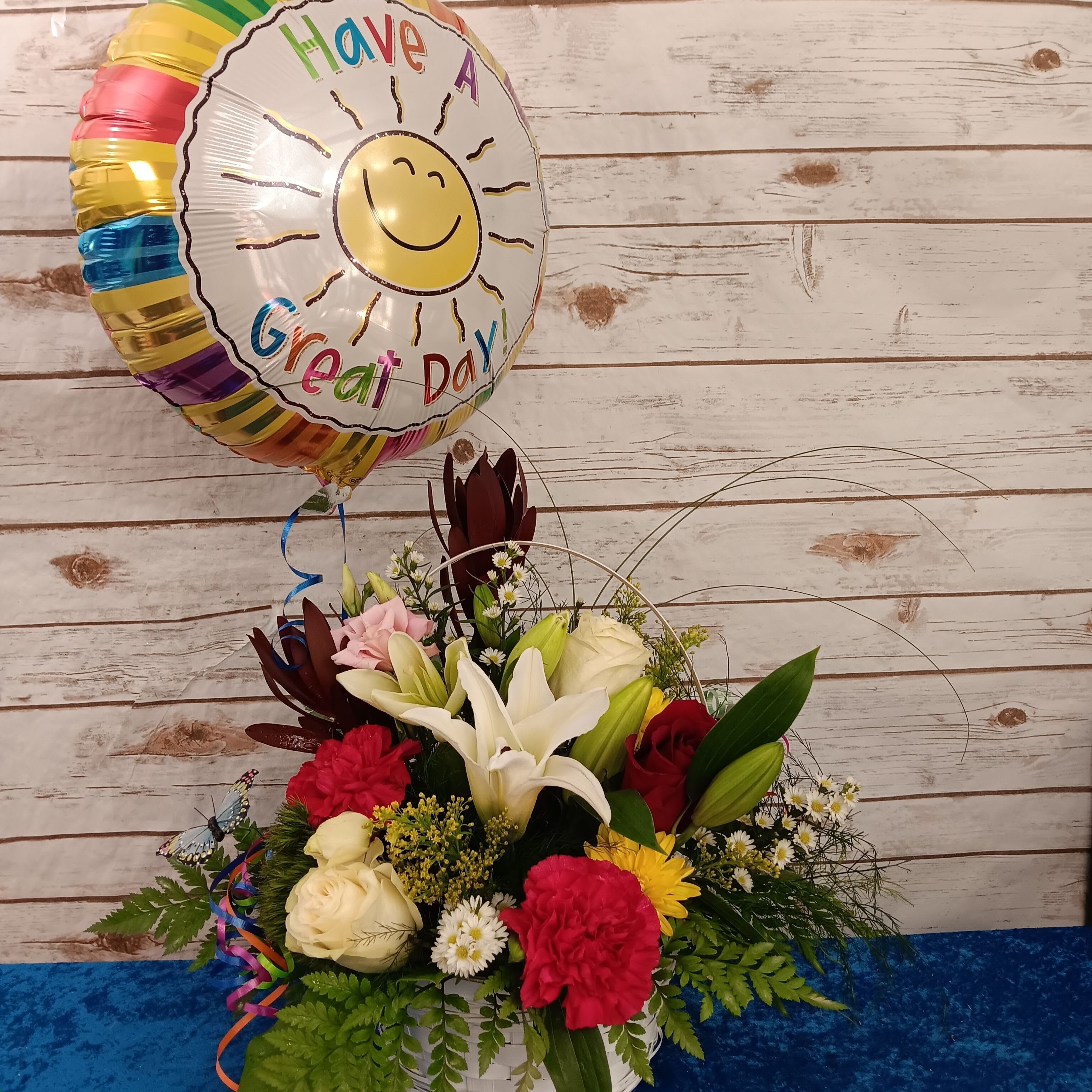 B & B Basket of Happy Blooms