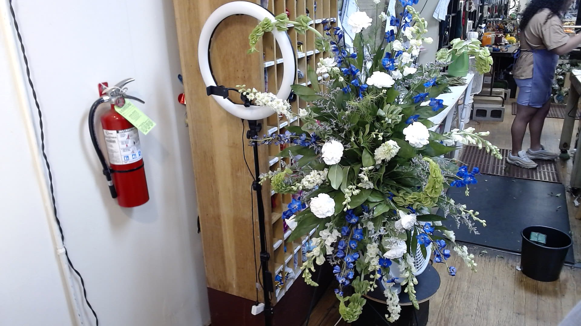 Blue and White Standing Spray