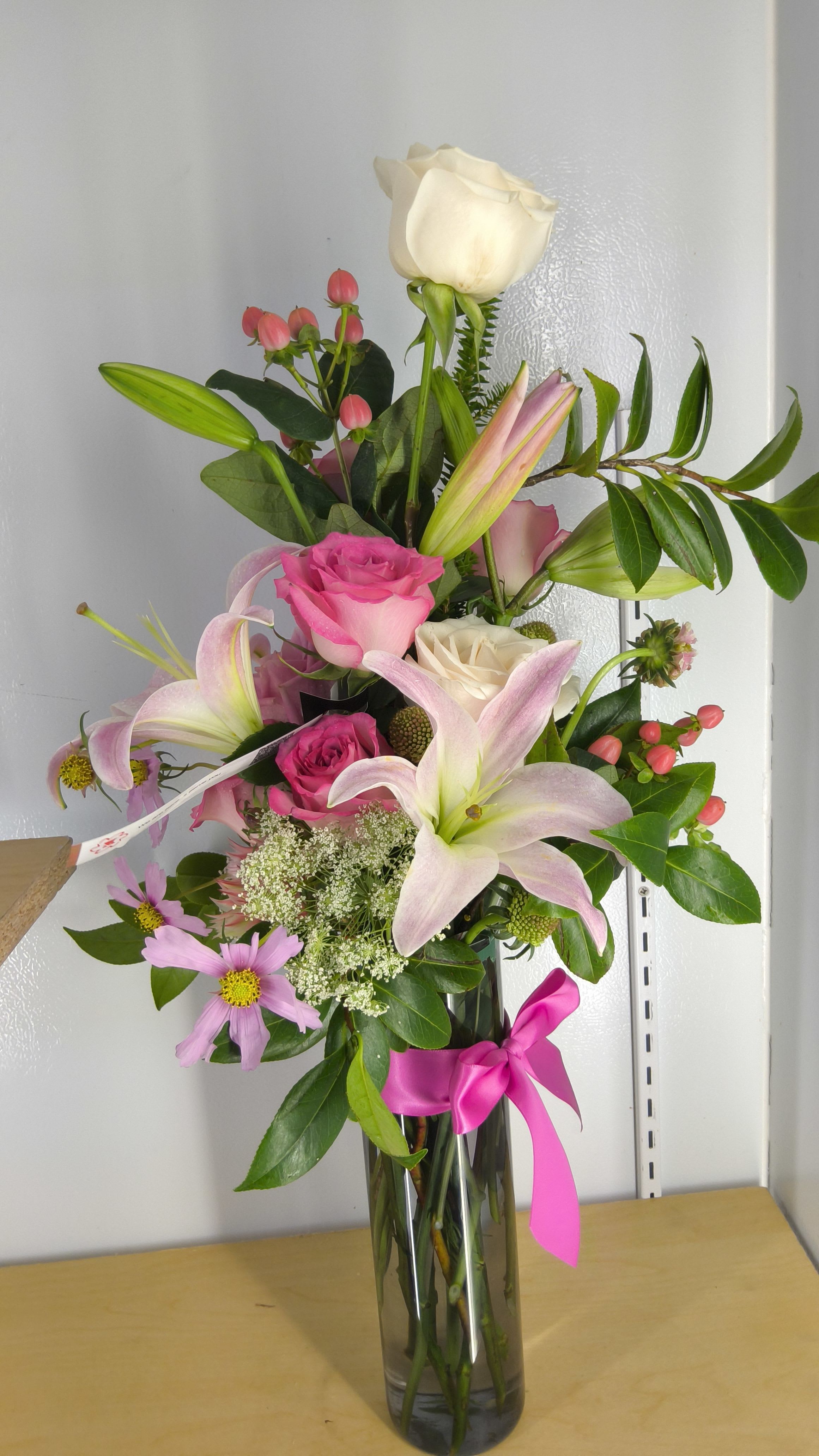 Pretty in pink floral vase