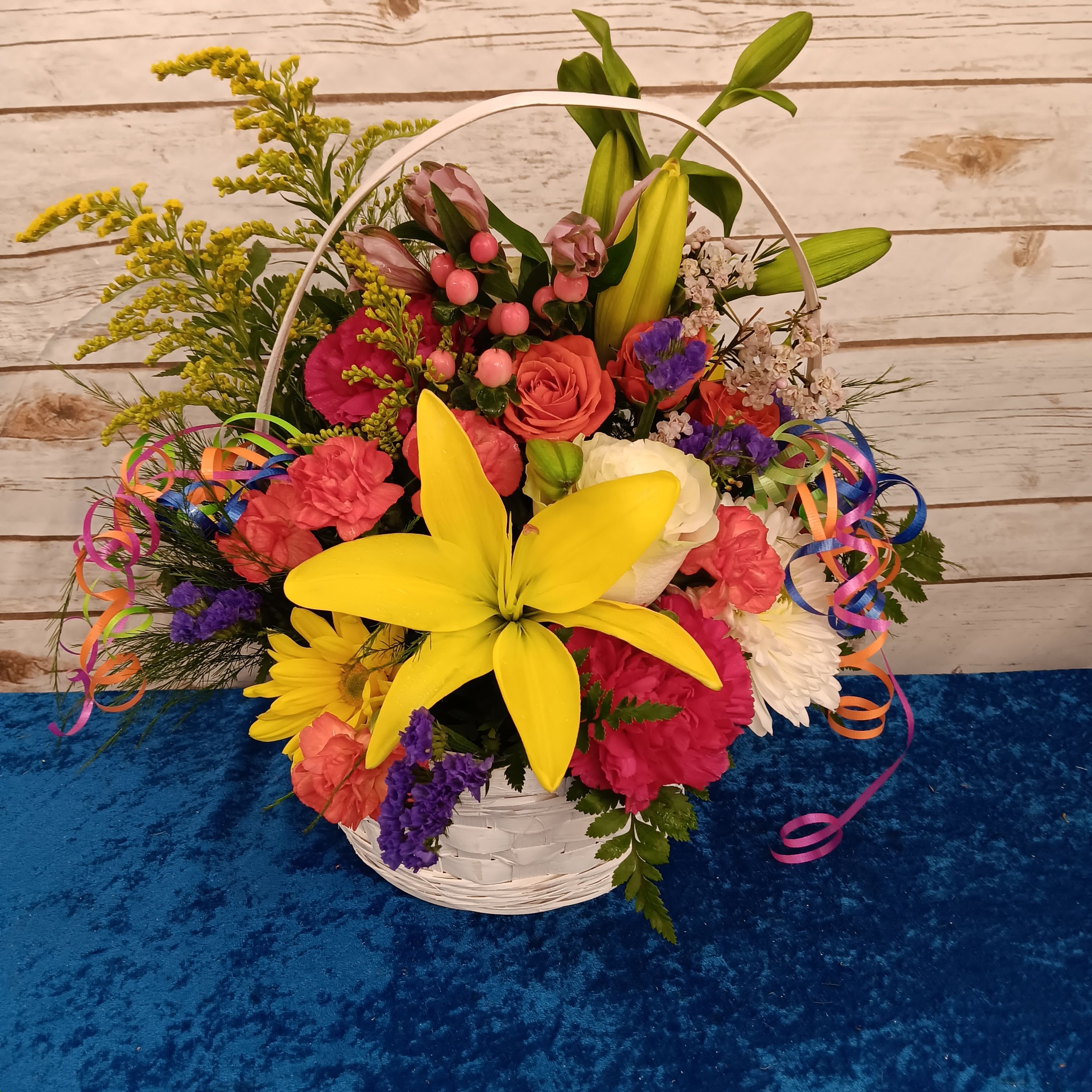 B & B Basket of Happy Blooms