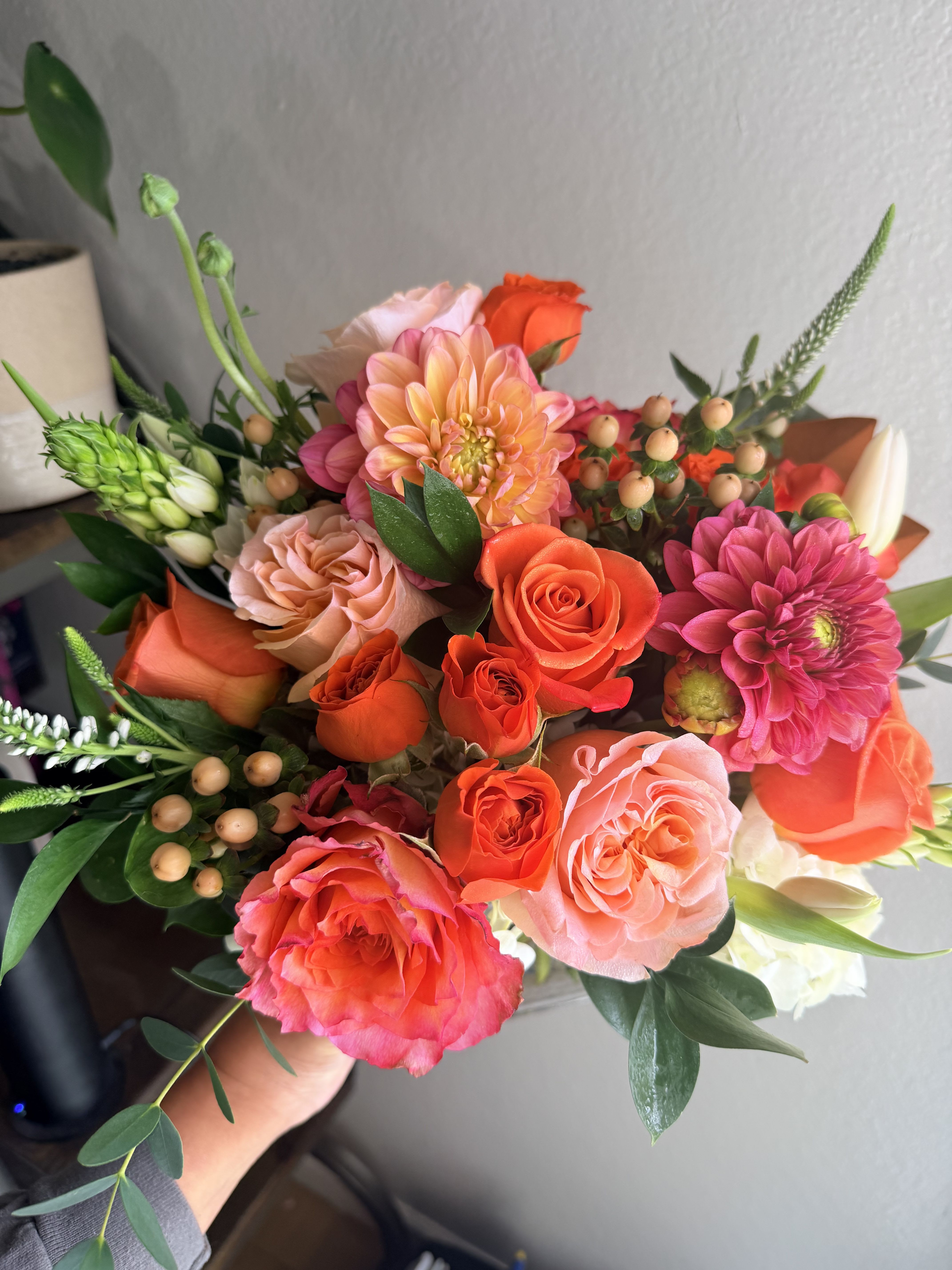 Peach & Coral Garden | DFW Local Florist (Cube Vase Only)