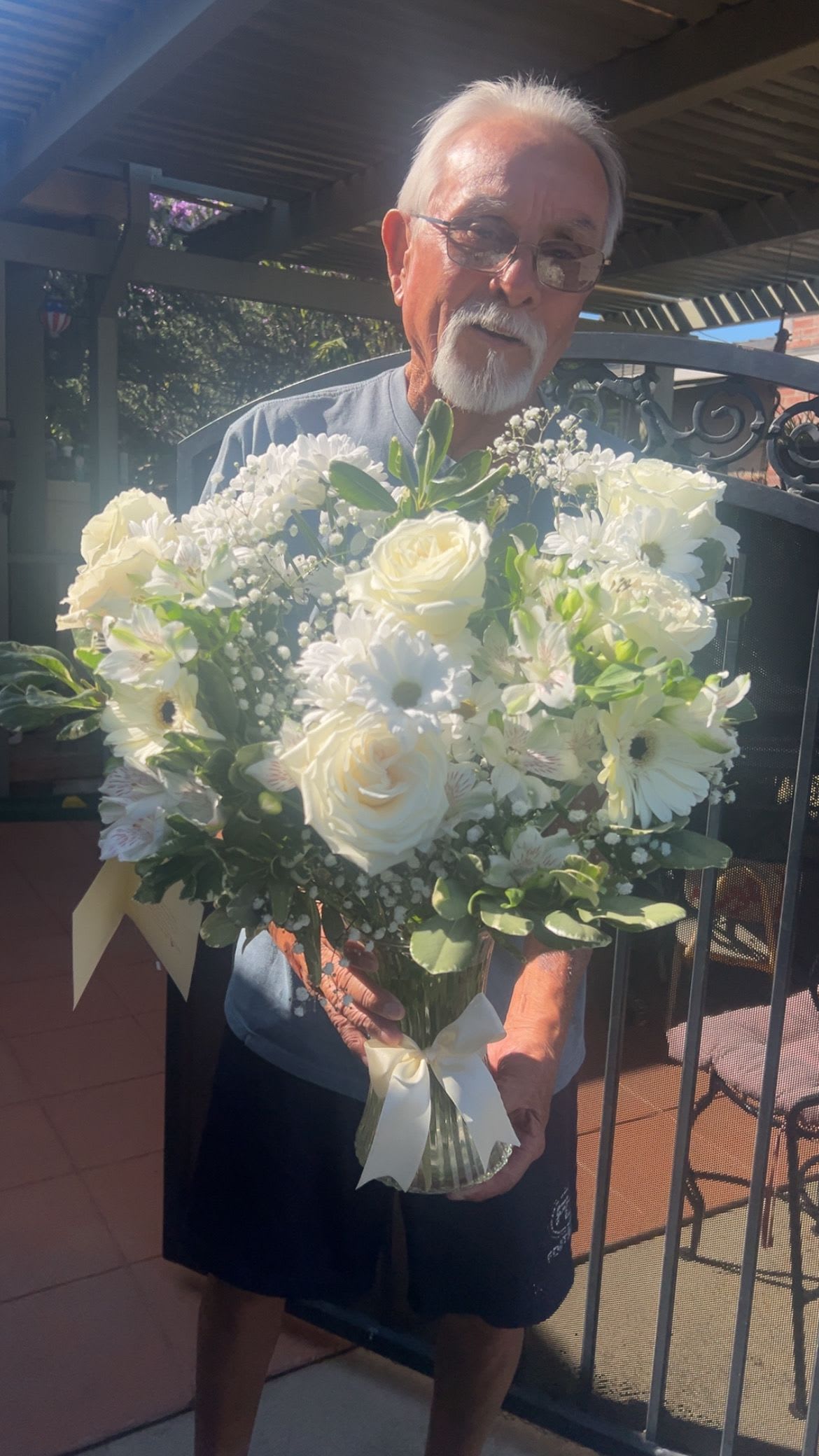 Brilliant White Roses Gerbera Daisy Bouquet | Same-Day Orange County Flower Delivery
