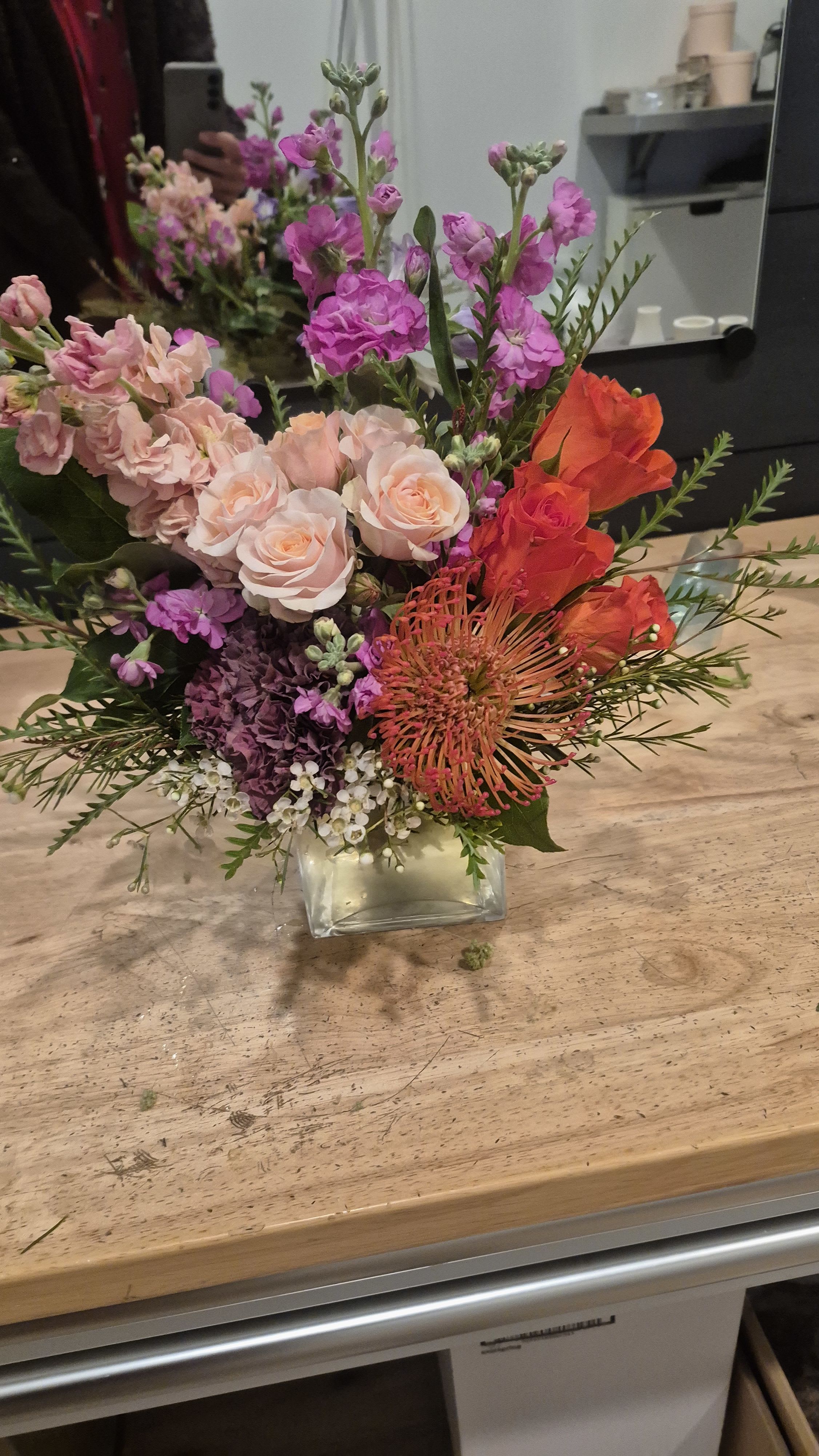 pink and orange, vibrant happy arrangement