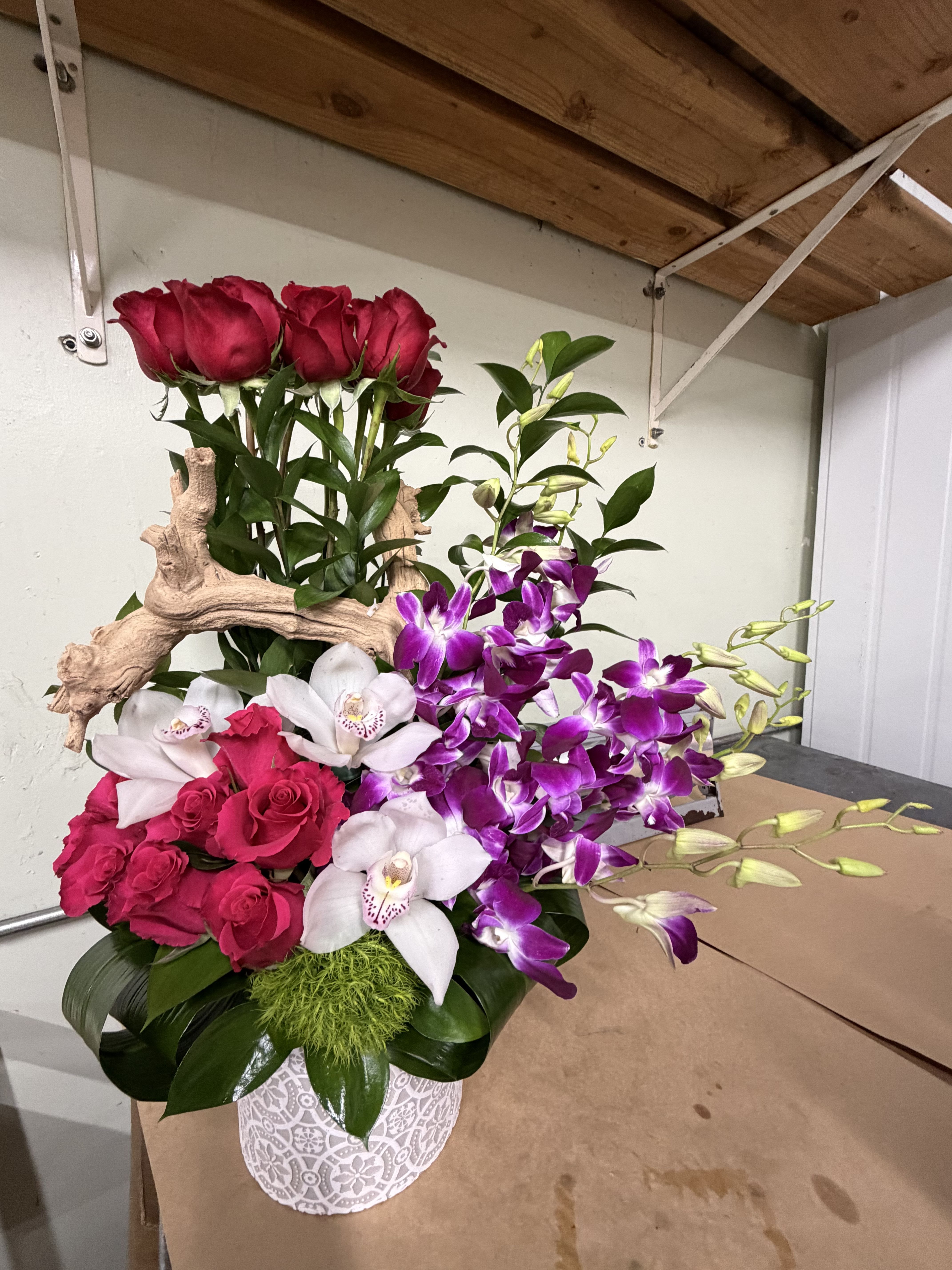 Simply Spring – Red Tulips & Tropical Orchids