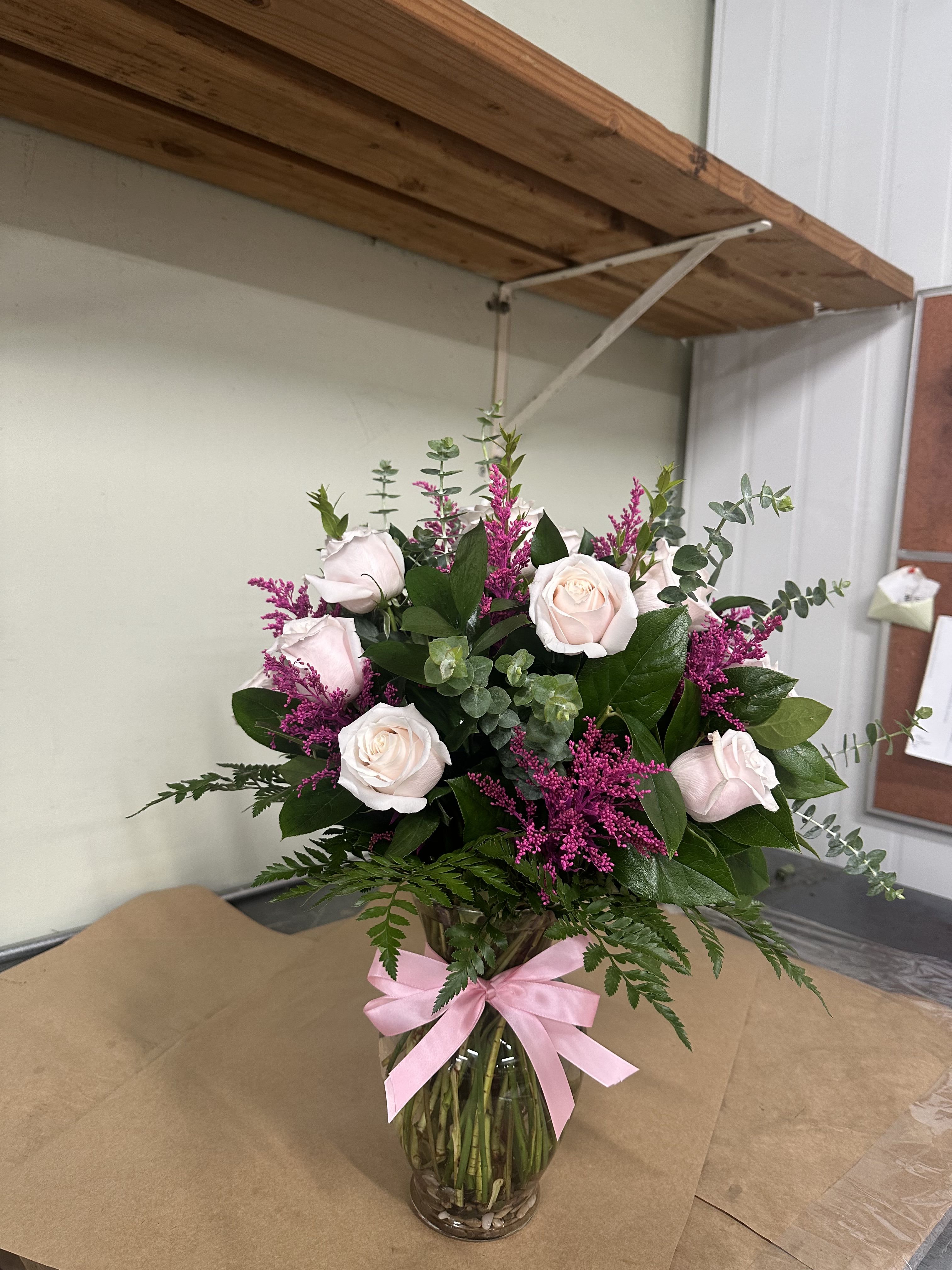 Pink Obsession – Light Pink Roses & Magenta Astilbe Bouquet
