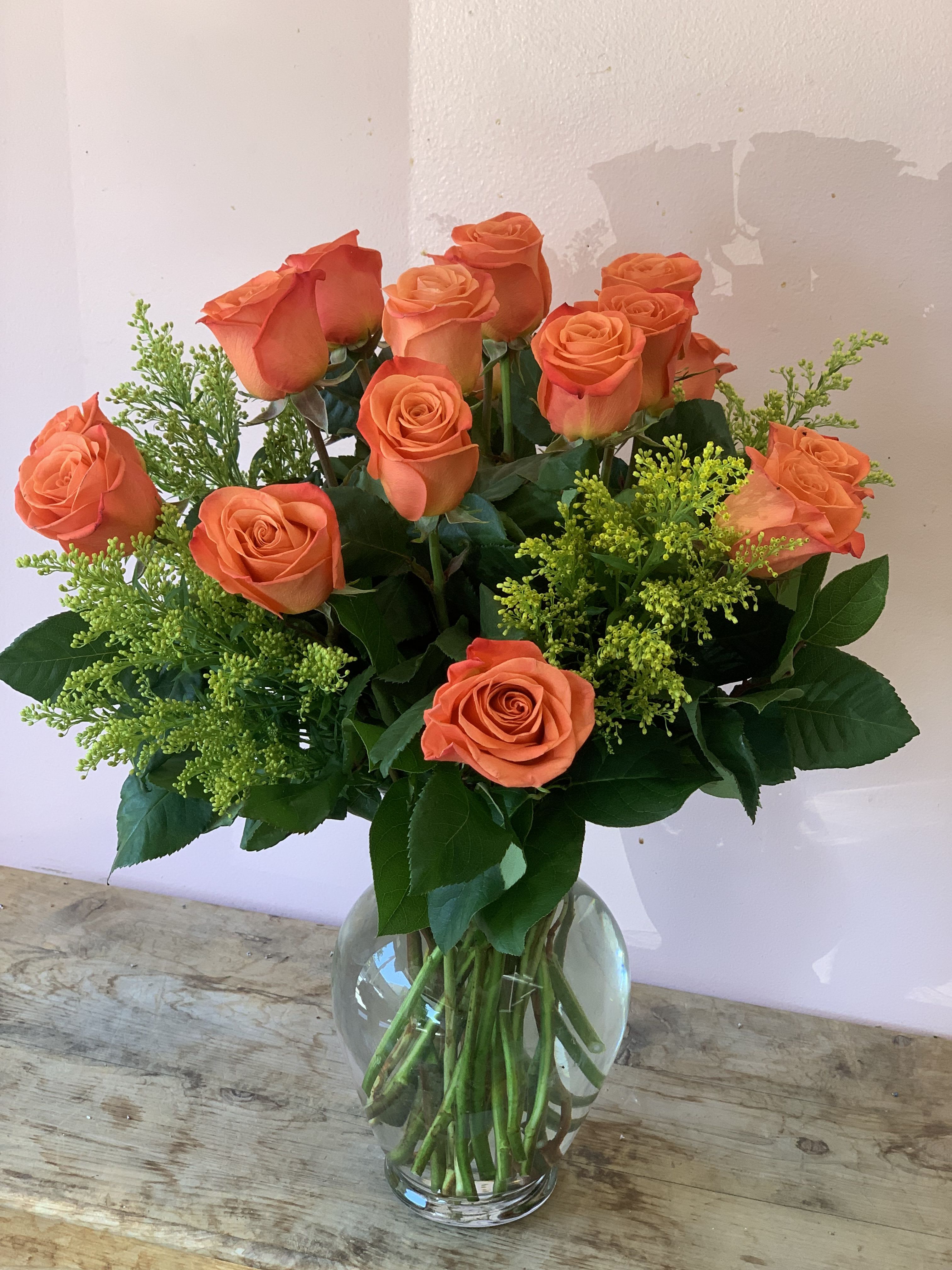 Solar Flare | Dozen Long Stem Orange Roses | Professional Orange Rose Delivery in San Francisco