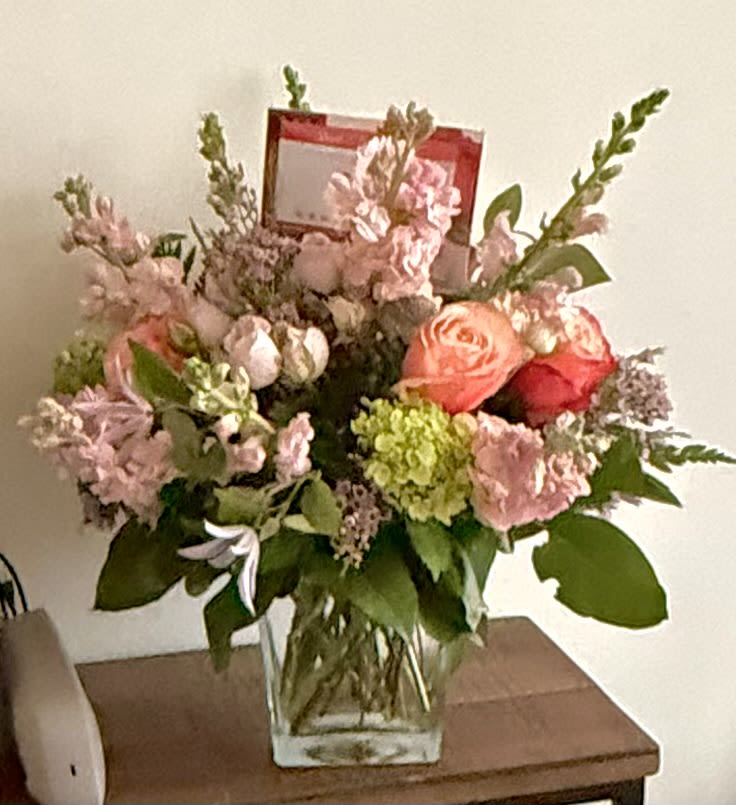 arrangement in a clear vase