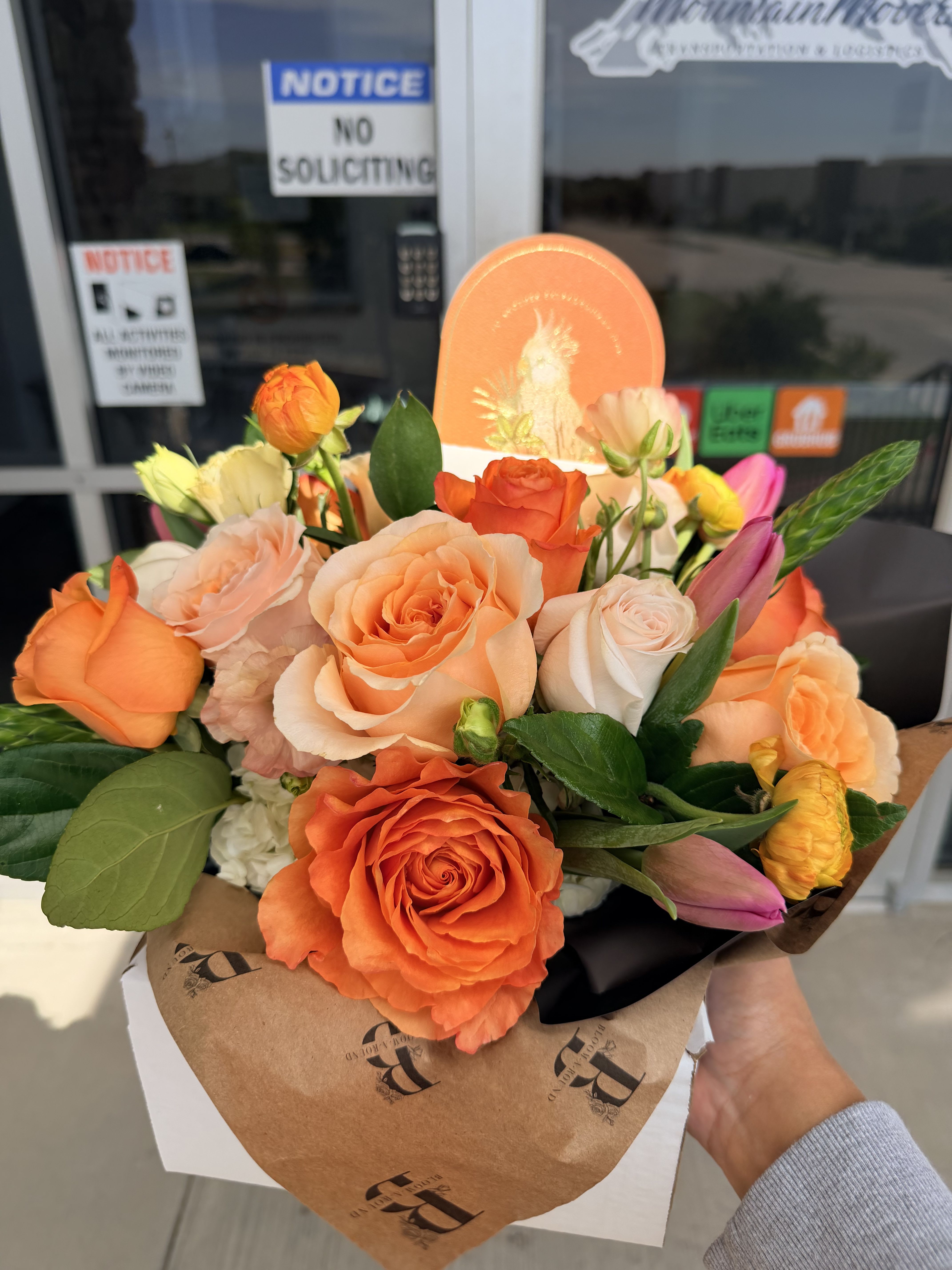 Peach & Coral Garden | DFW Local Florist (Cube Vase Only)