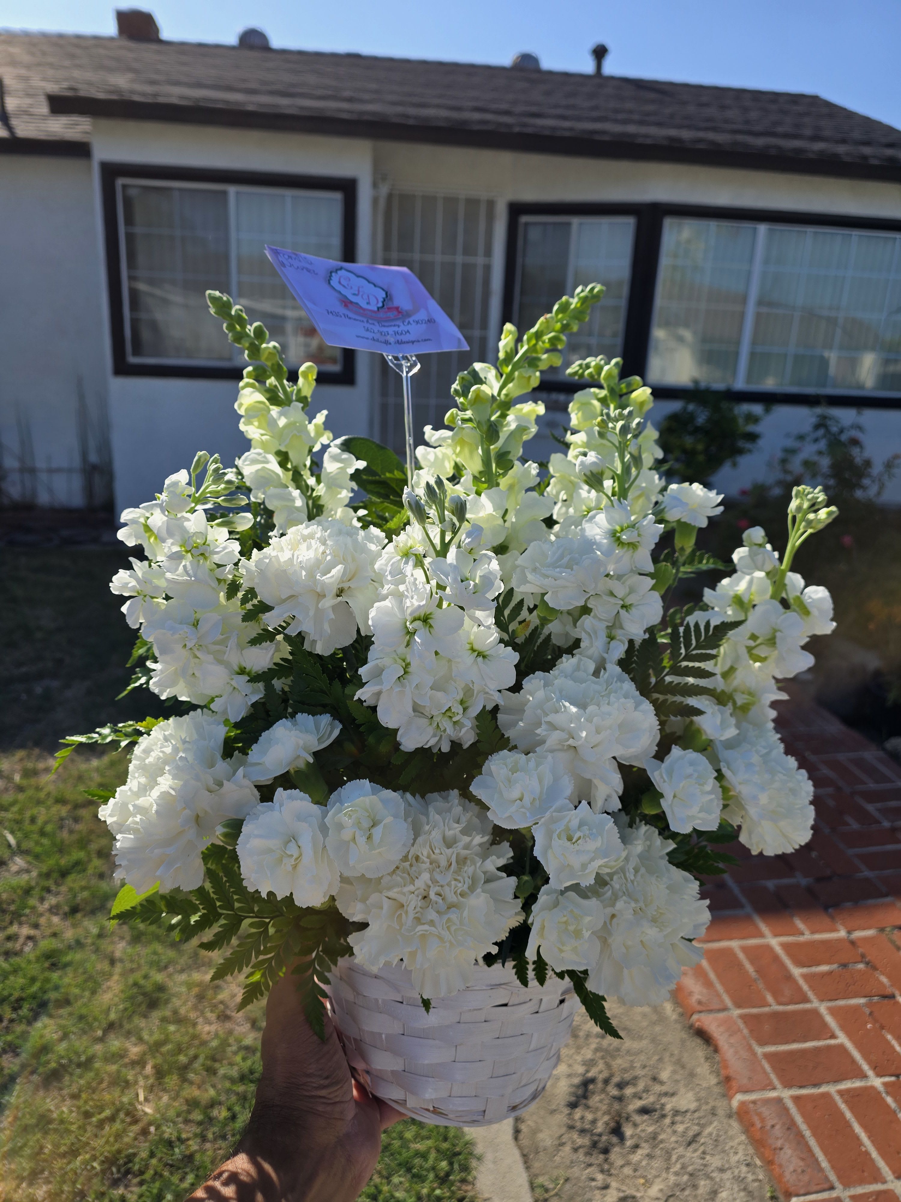 Basket Of white Blooms