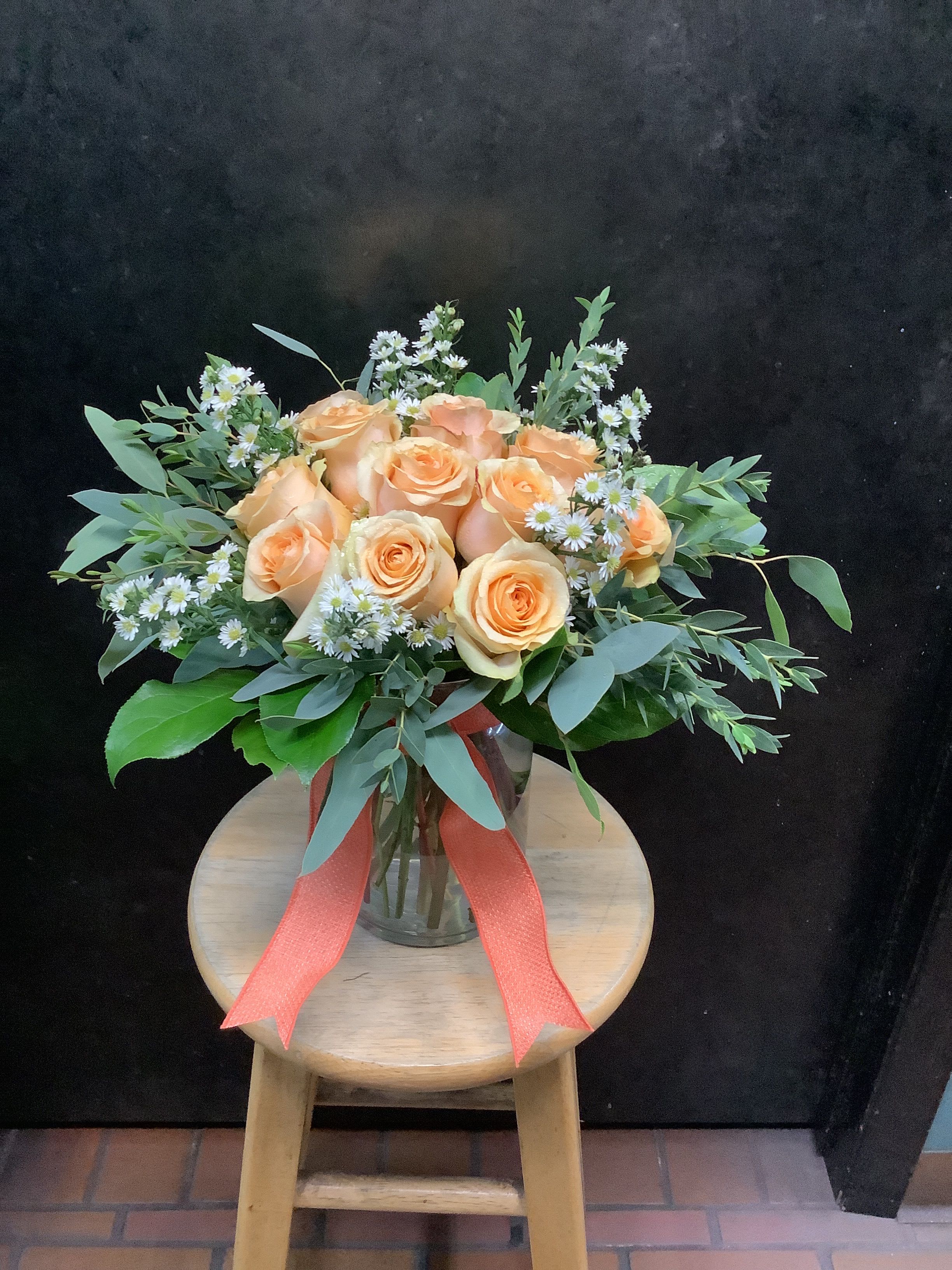 Dozen Roses Low and Lush Peach Tones