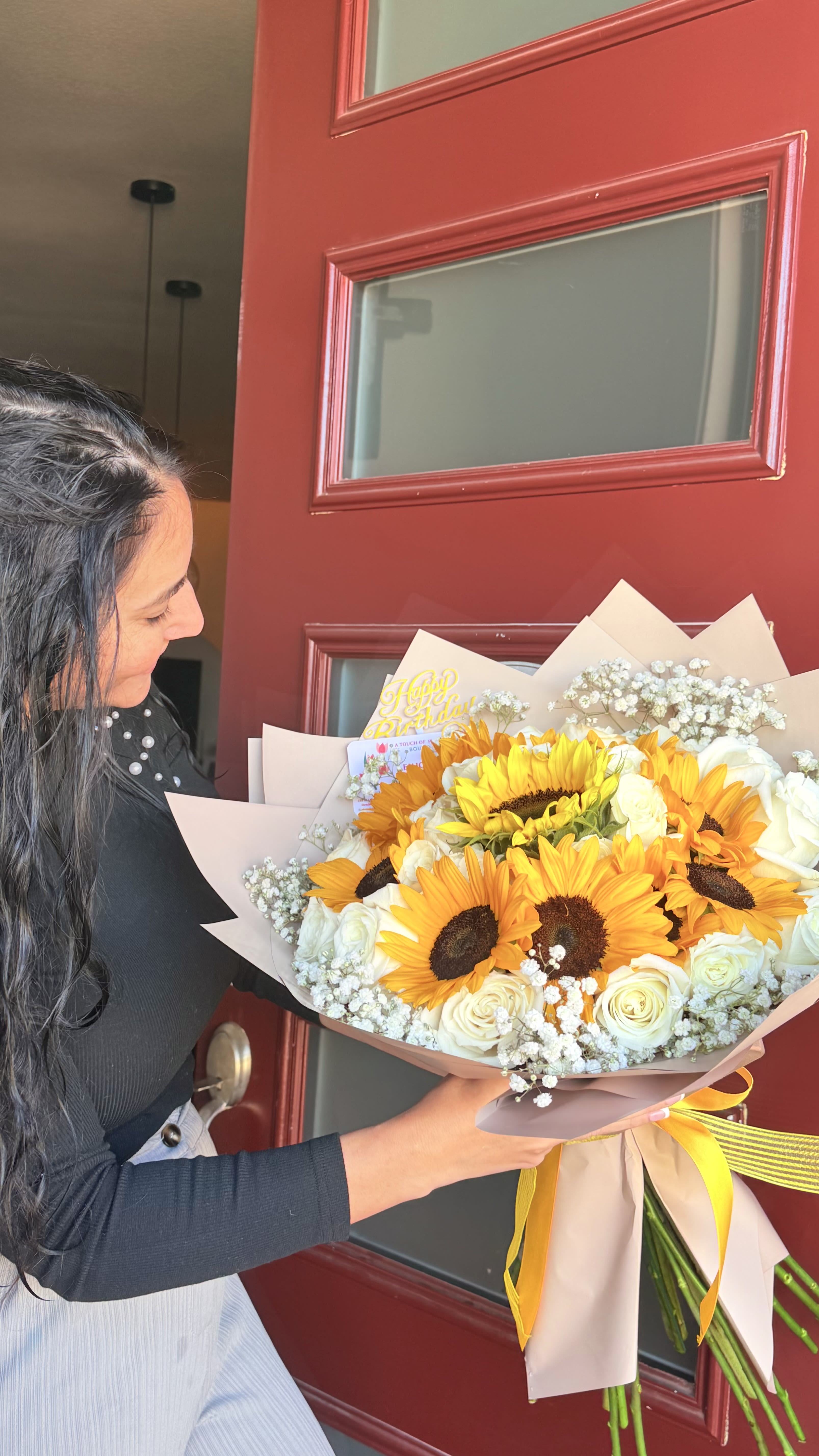 Sunflower & White Rose Harmony Bouquet
