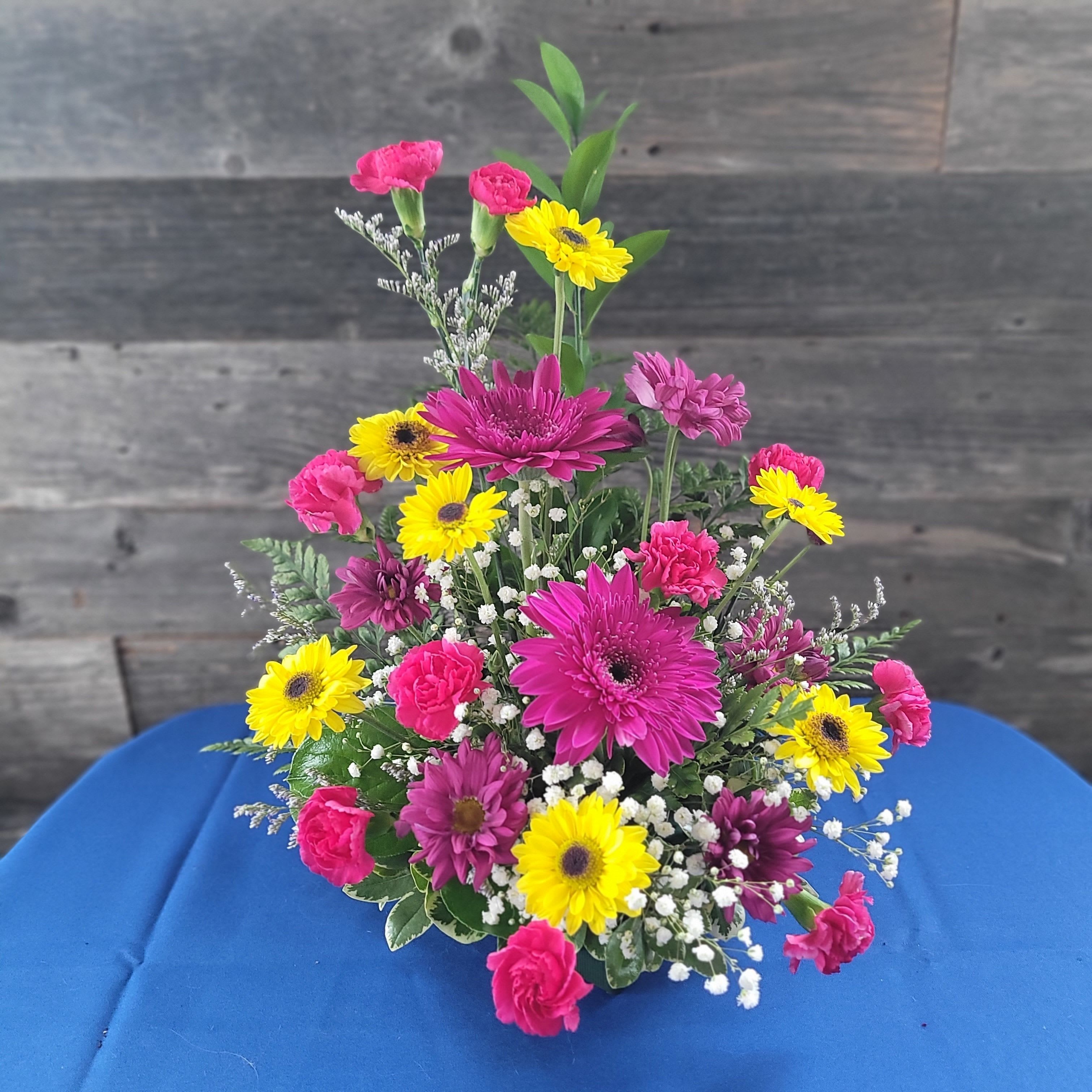 Brighten the Day - Bright Pink Gerbera and Mixed Daisy Arrangement