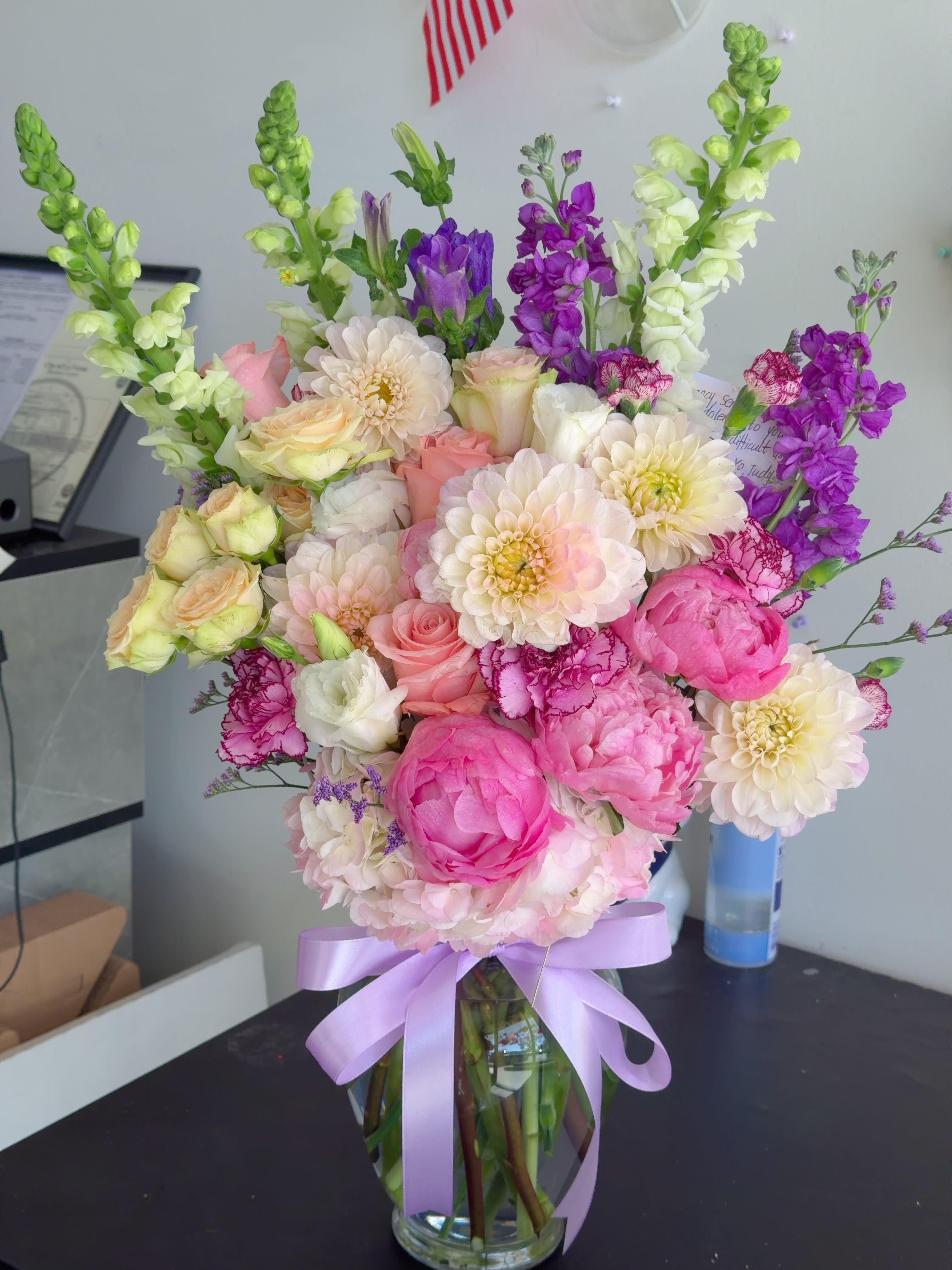 Peony vase arrangement 
