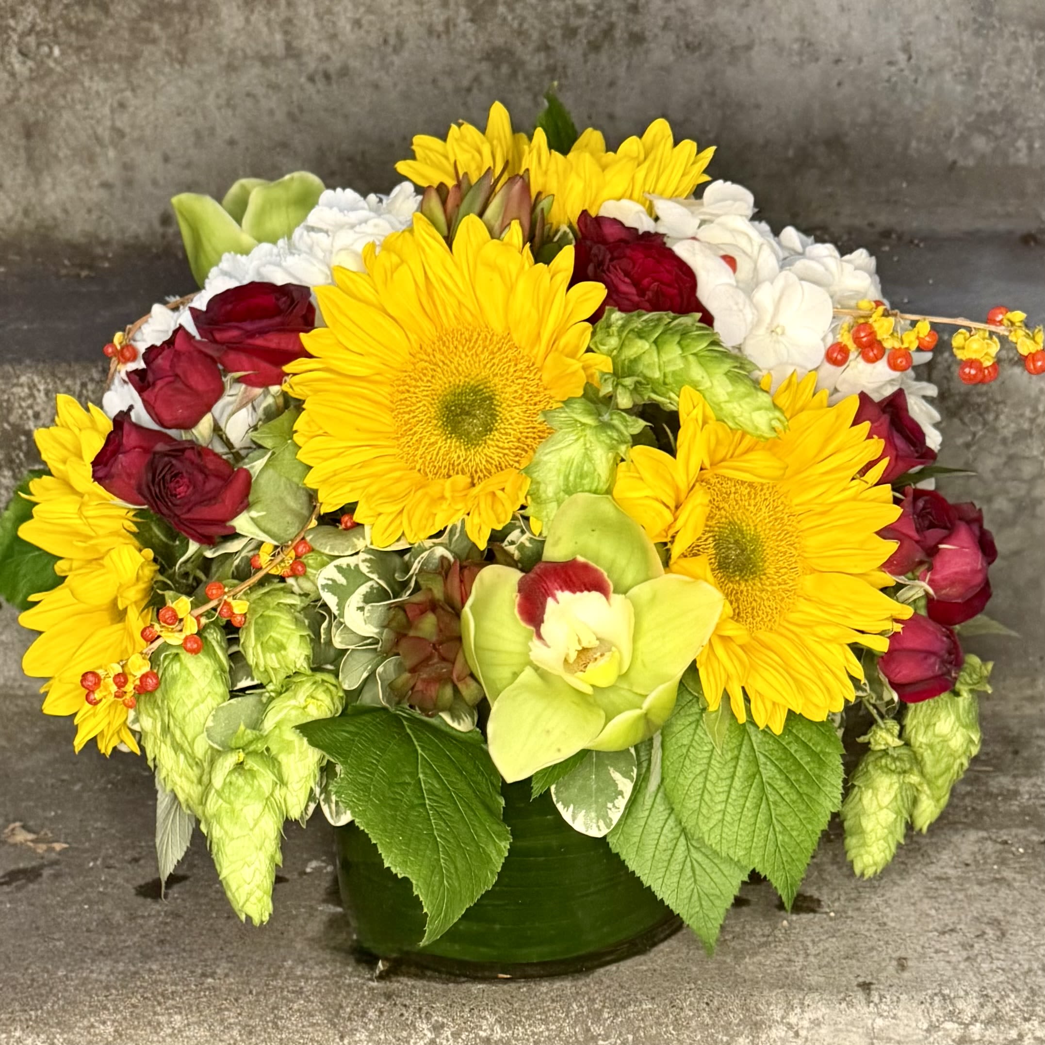 Large desk, coffee table or kitchen table florals