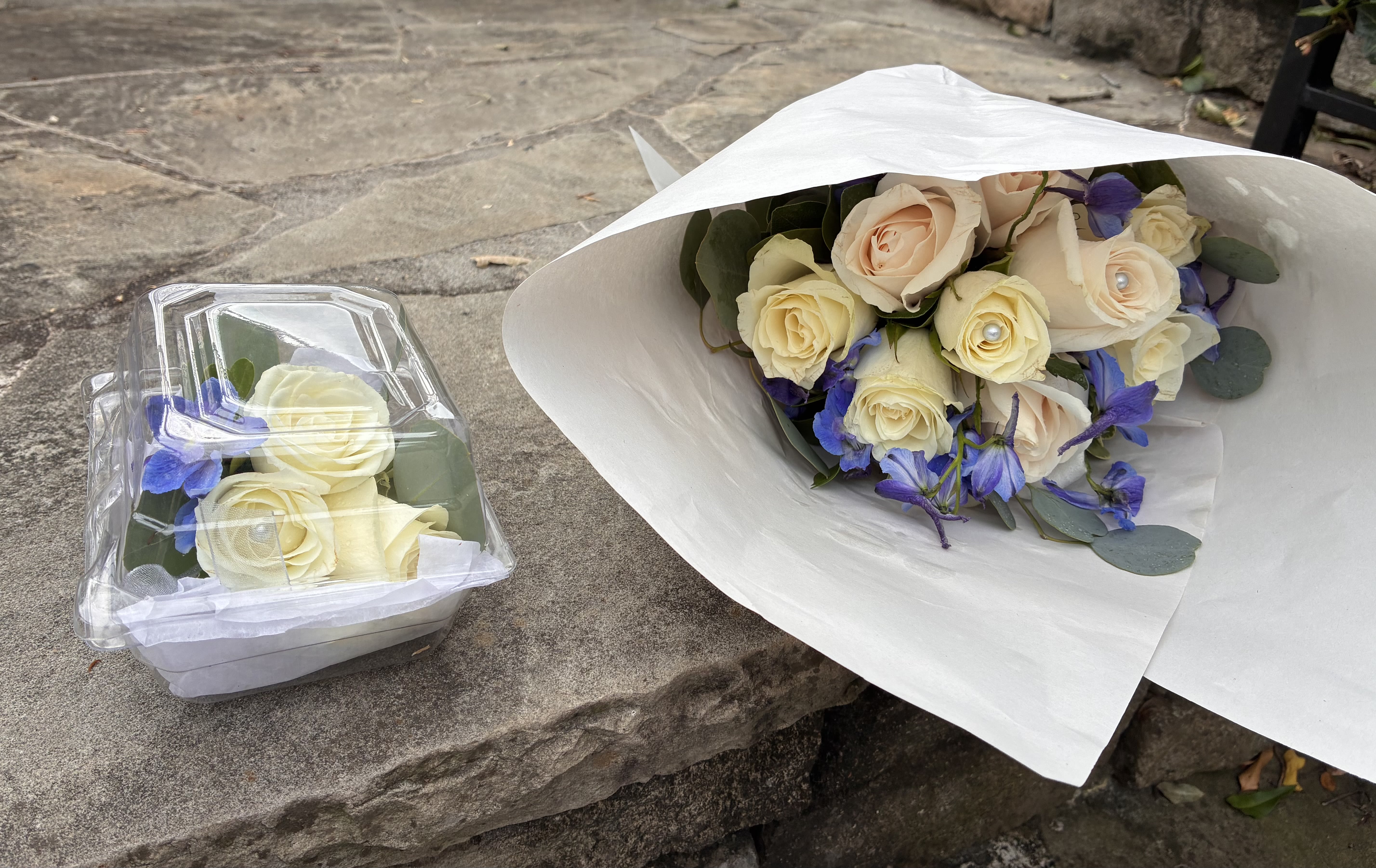 White with Blue (Handheld Prom Bouquet)
