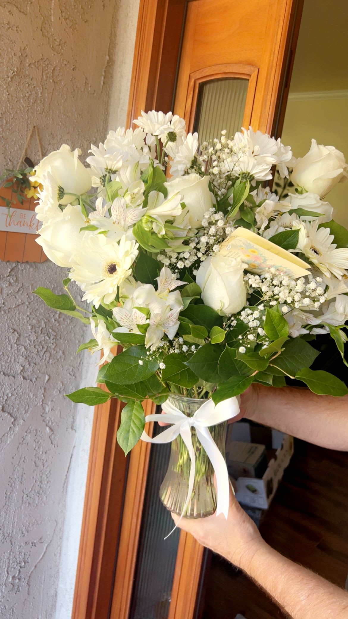 Brilliant White Roses Gerbera Daisy Bouquet | Same-Day Orange County Flower Delivery