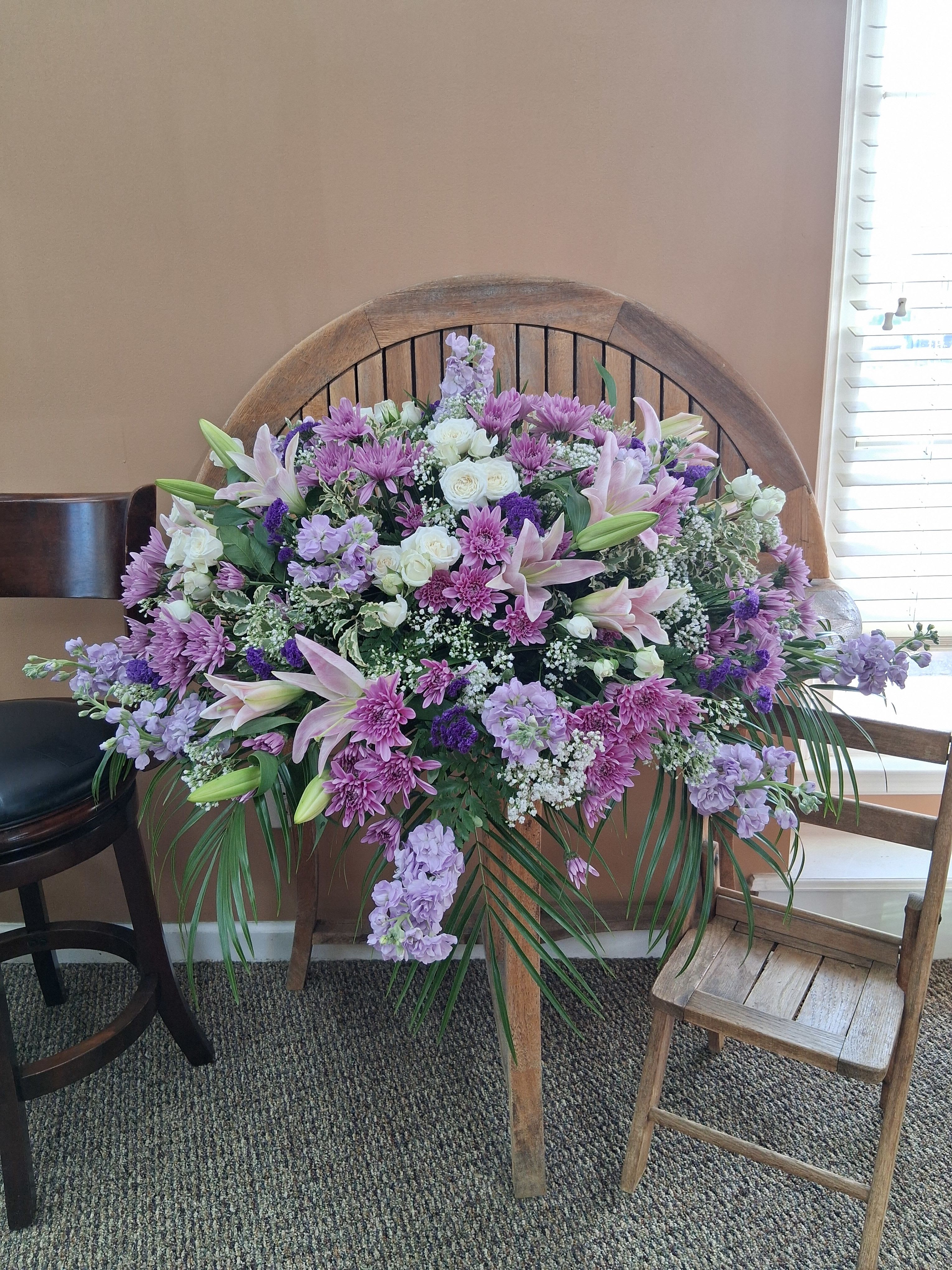 Mixed Lavenders And Whites Casket Cover- Huntsville sympathy delivery