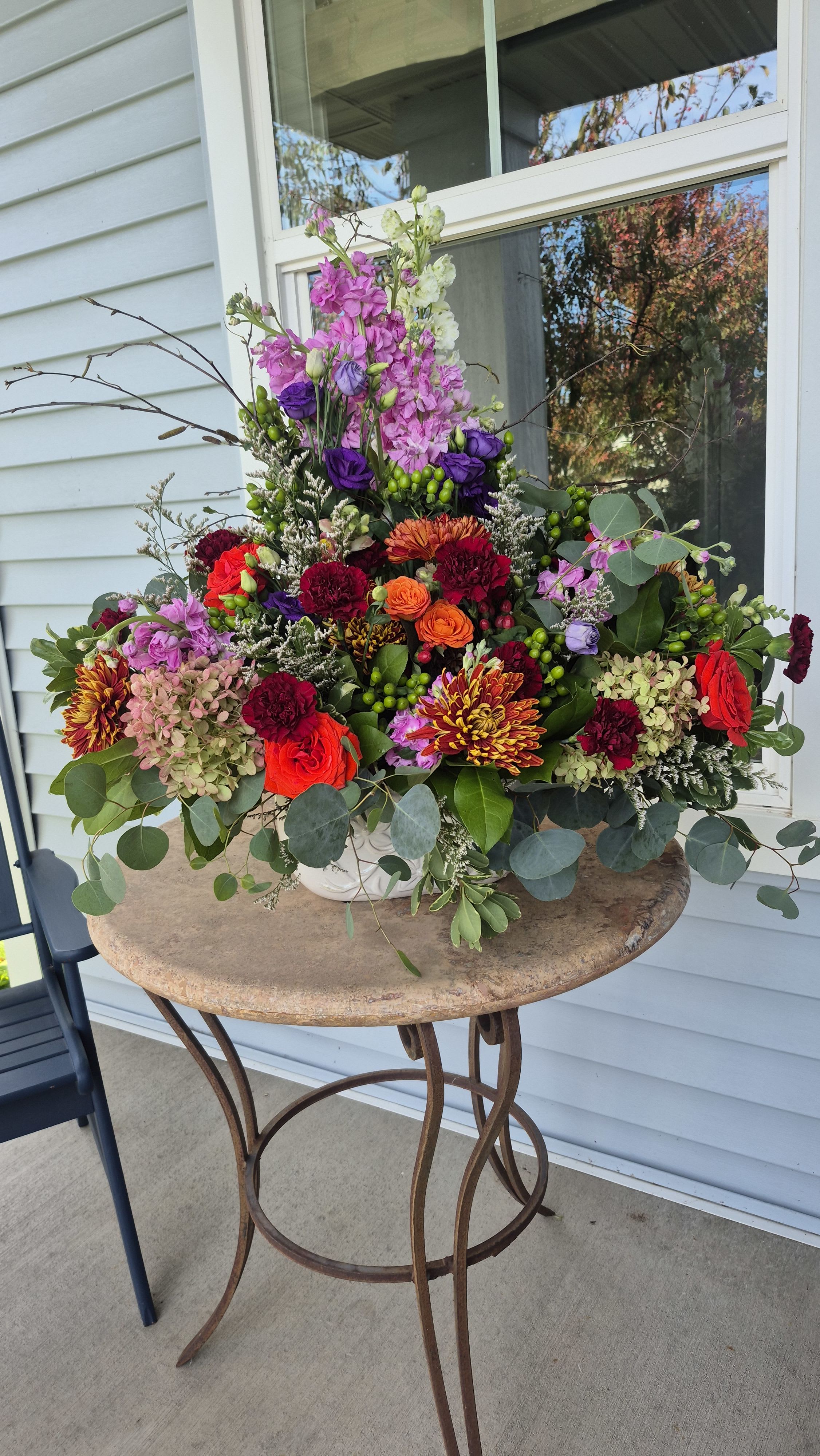colorful arrangement in a container 