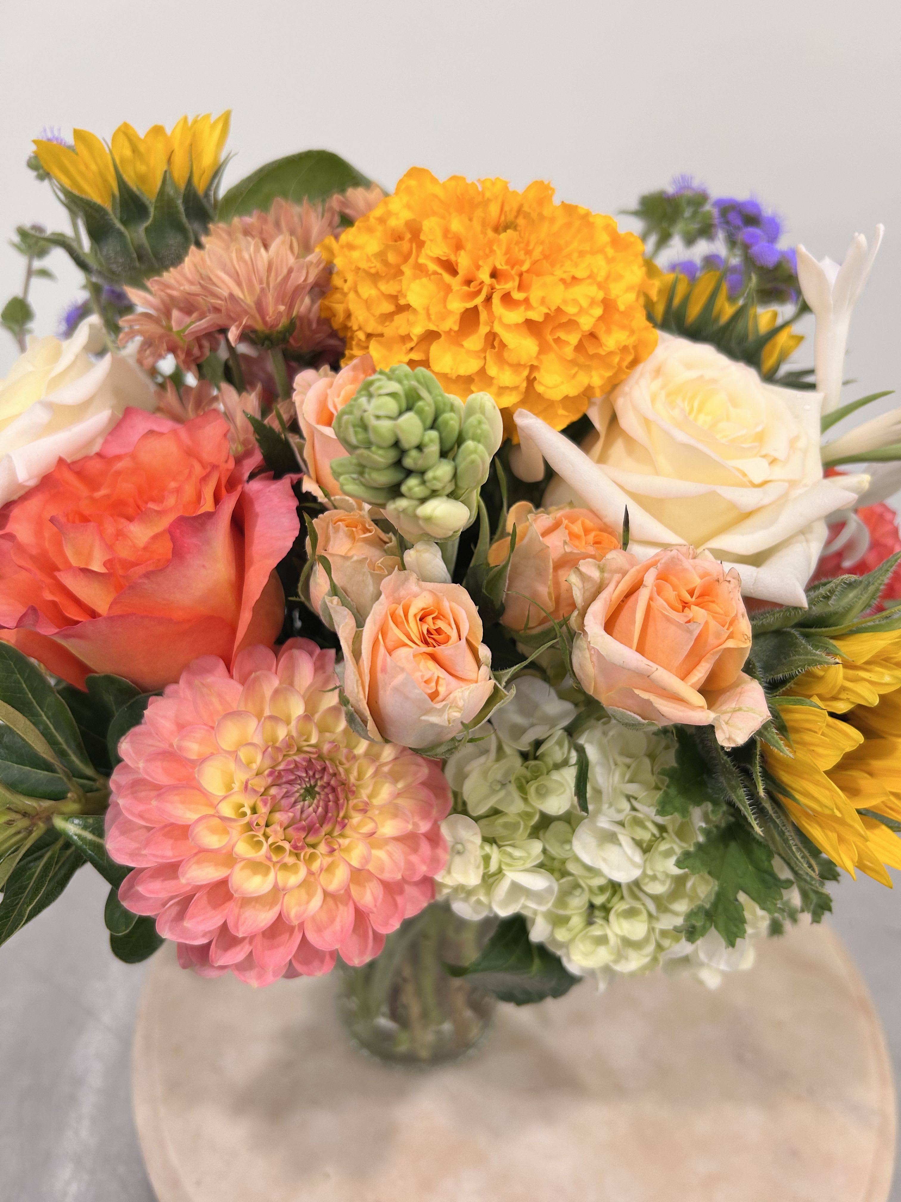 Annie Hobnail Vase with Seasonal Flowers