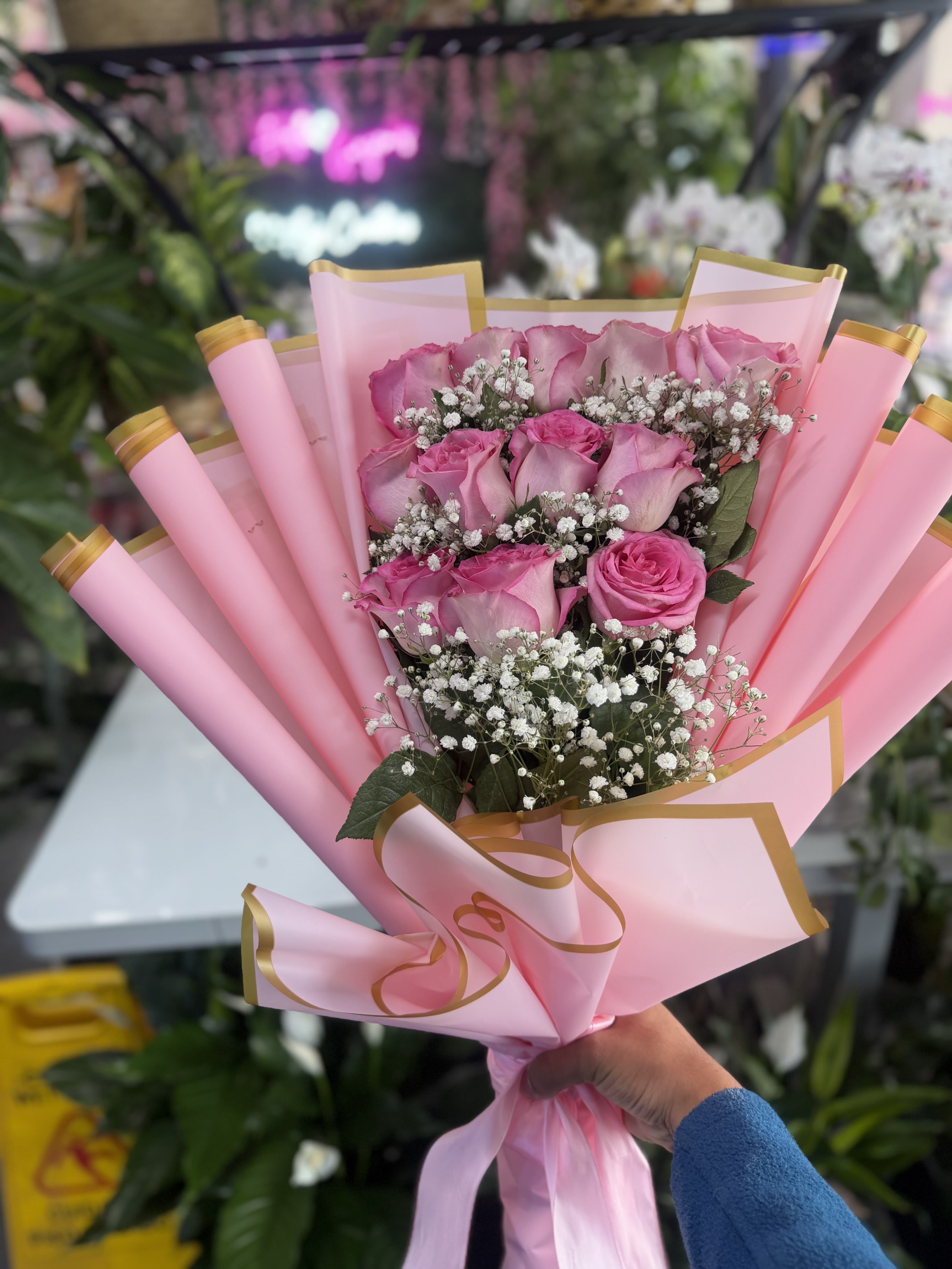 Wrapped Pink Rose Bouquet