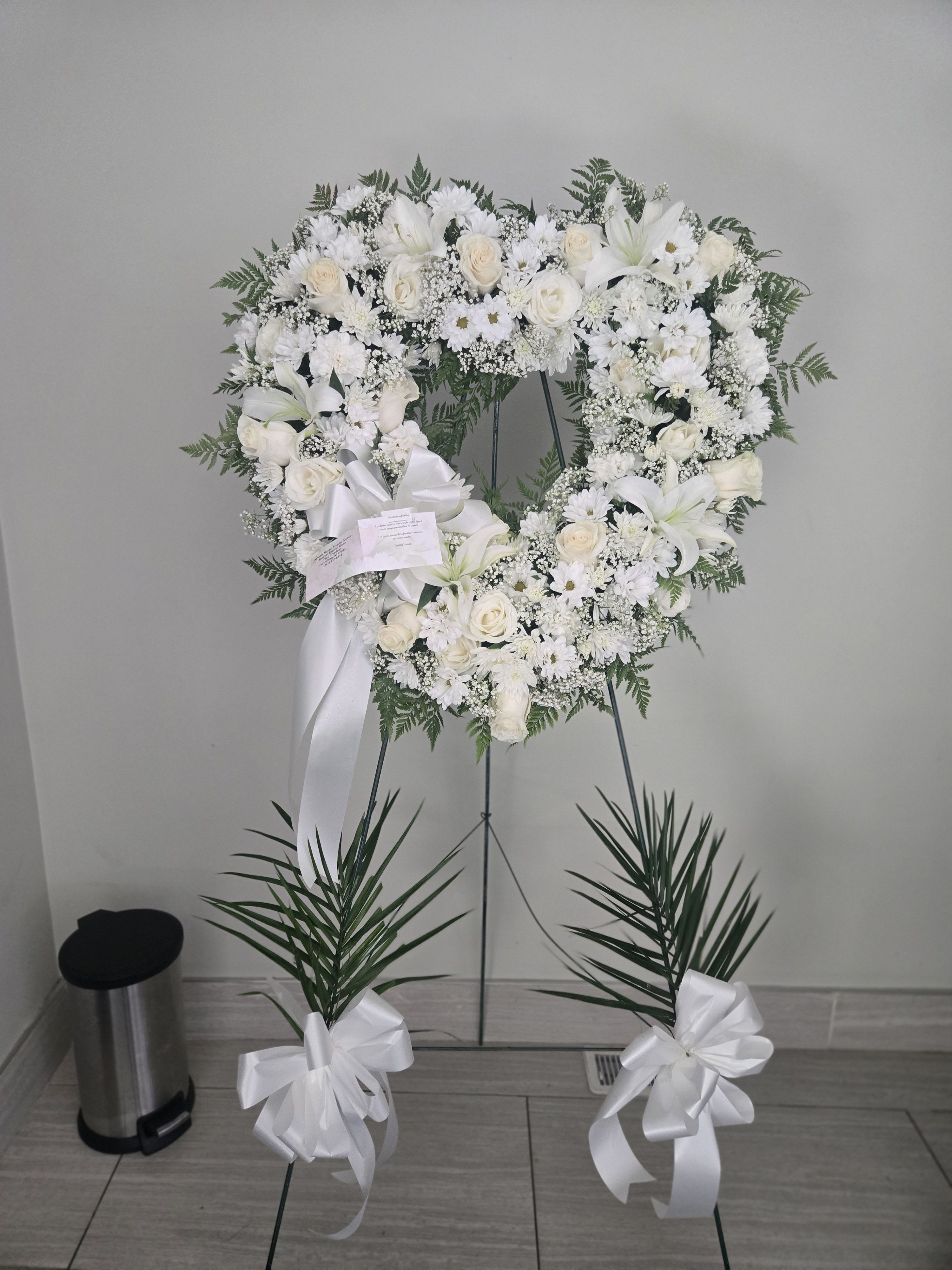 Always Remember White Floral Heart Tribute