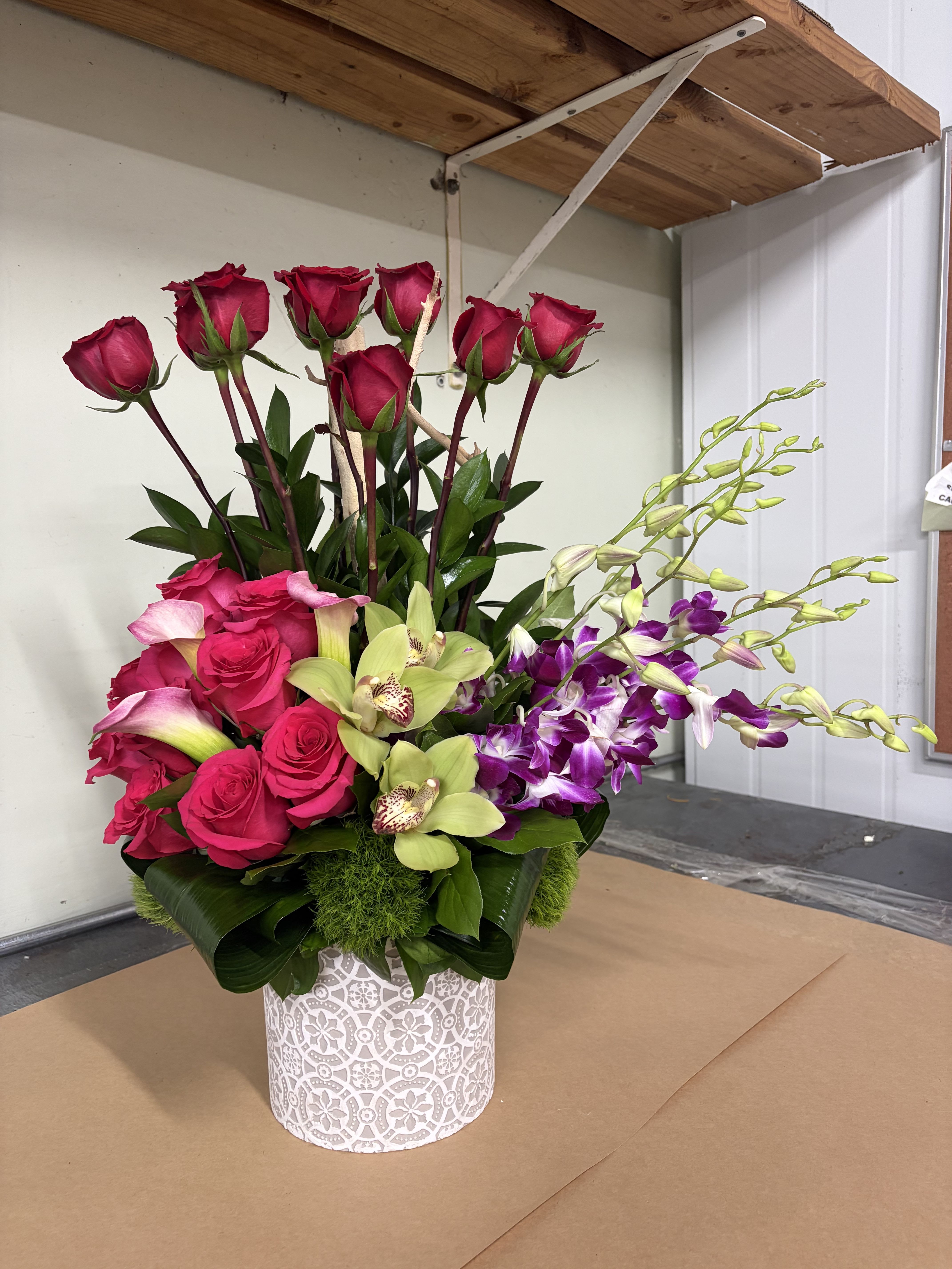 Simply Spring – Red Tulips & Tropical Orchids
