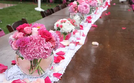 Pink centerpieces