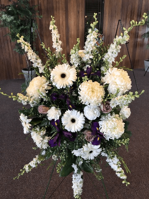 Description of funeral flower arrangement