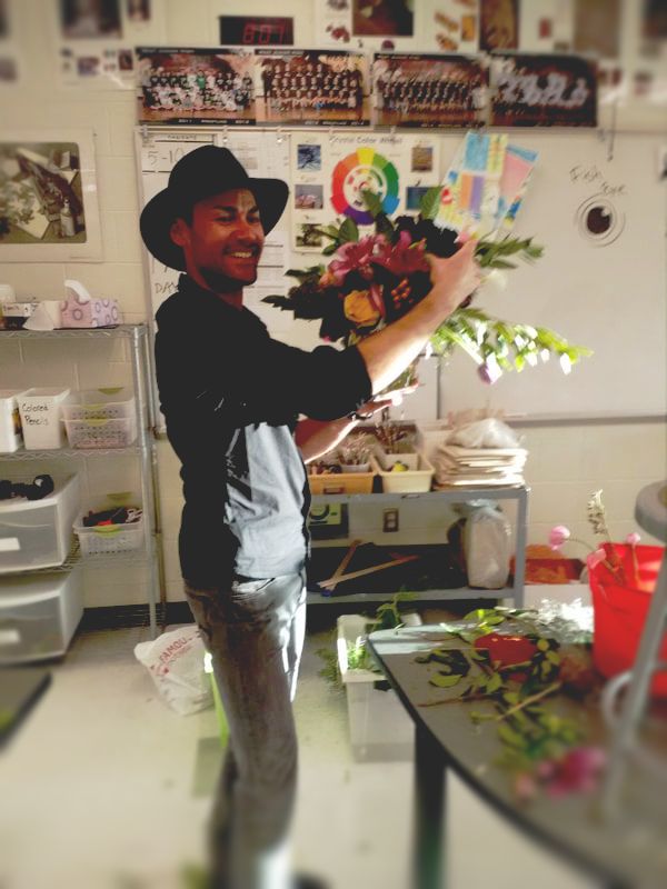 Kyle Costa working in the floral studio
