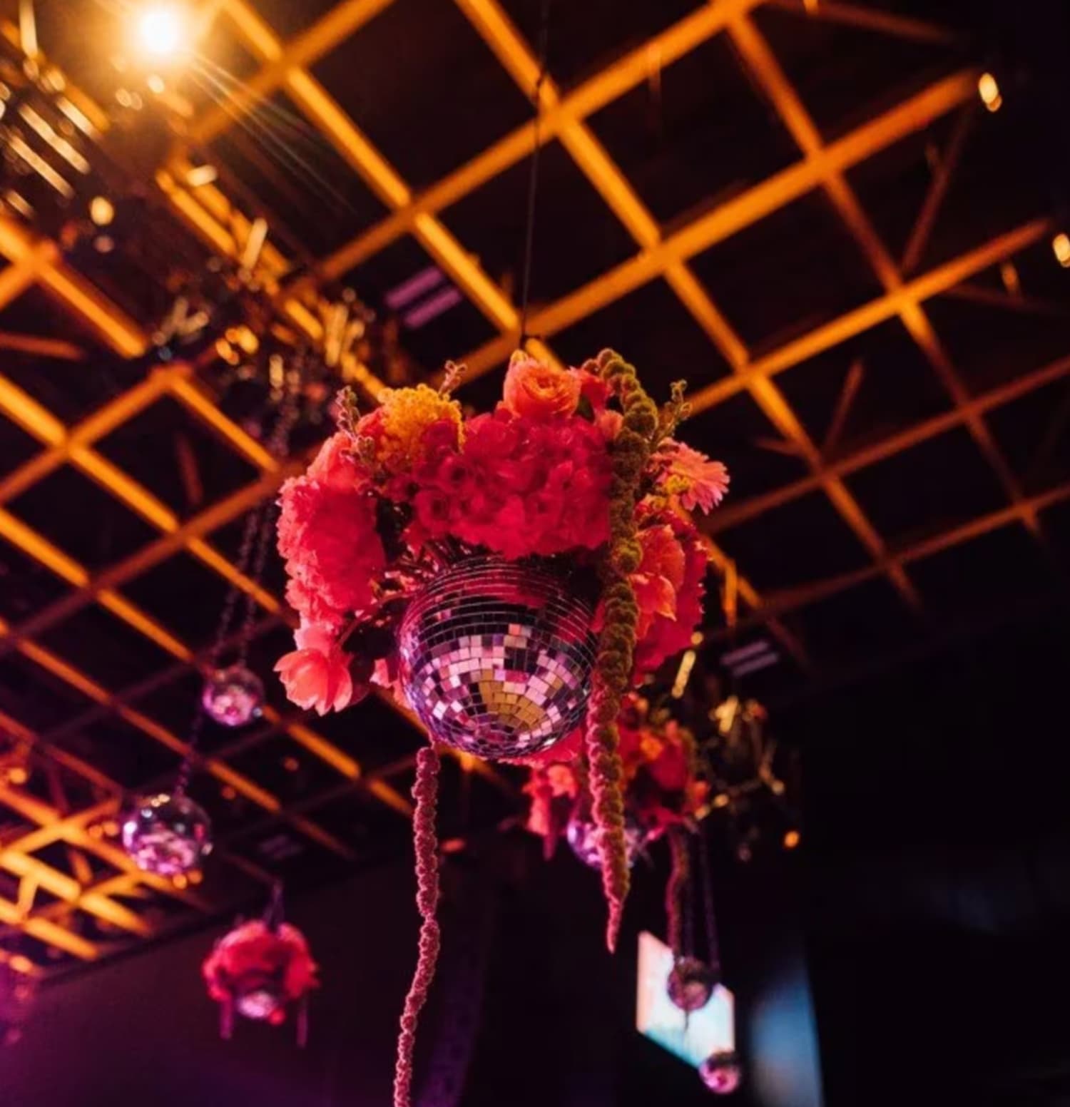 Floral arrangement in disco ball