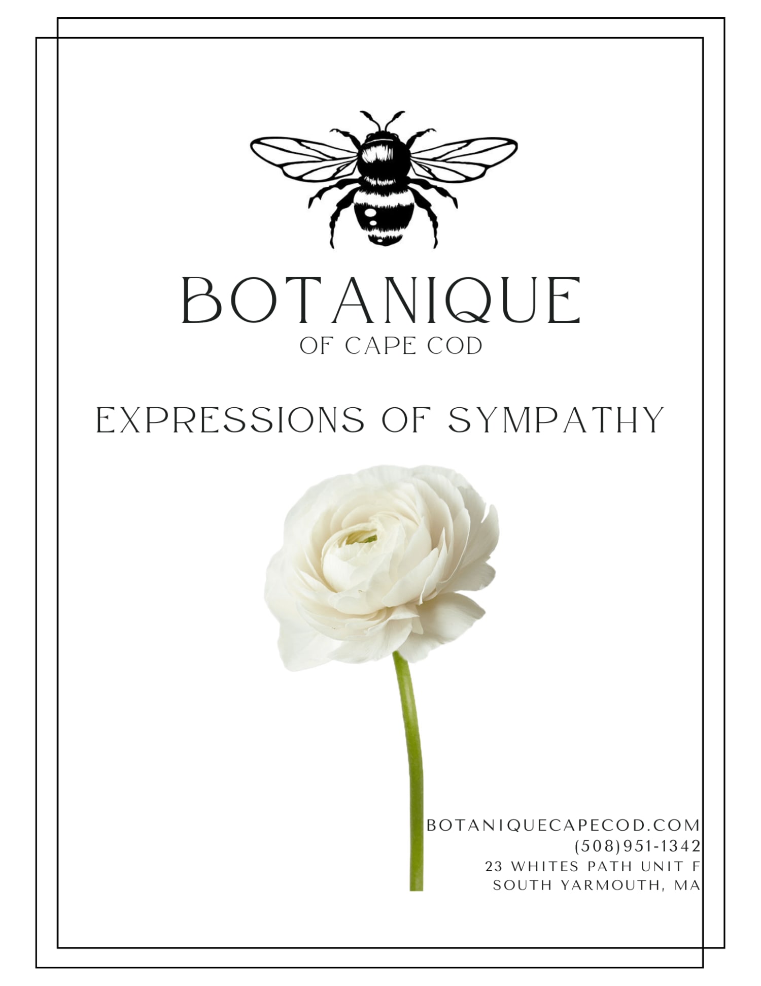 The title page for Botanique's Funeral Floral Brochure.