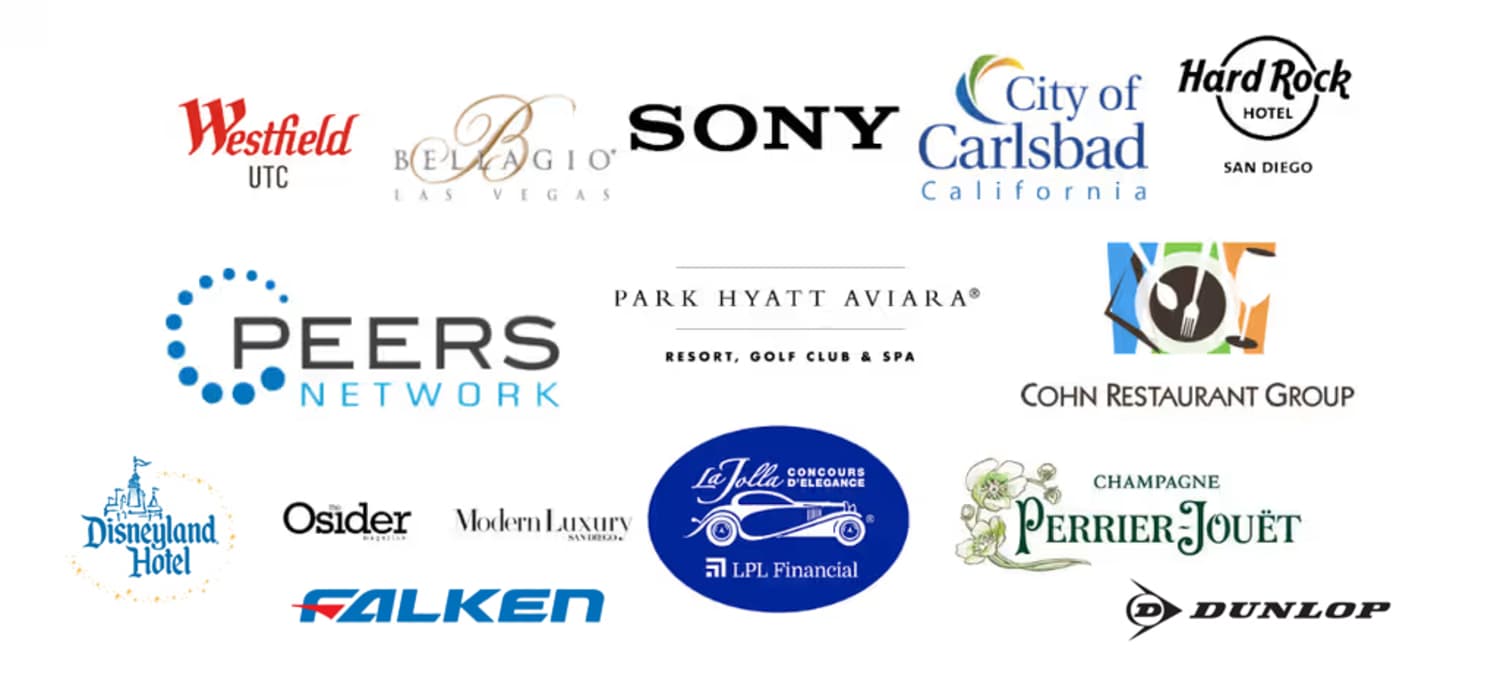 White background and a collage of company logos of both clients and partners to Flowers by Azaela