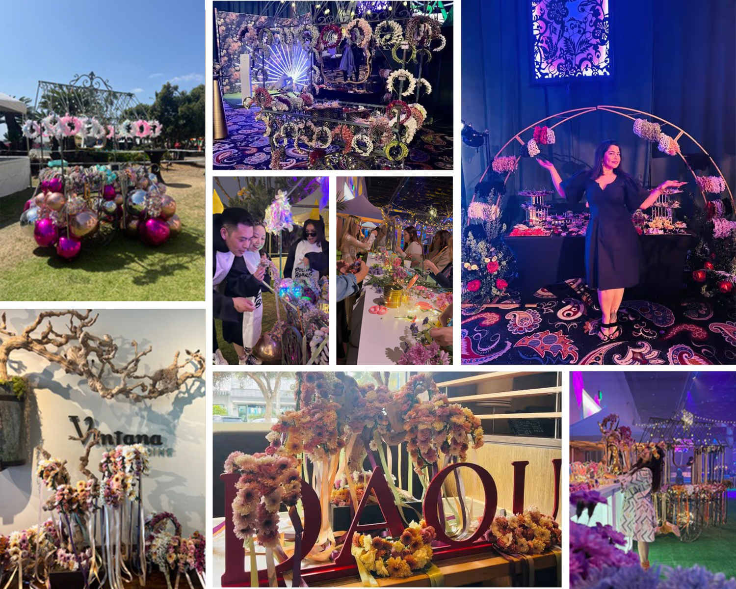 Collage of flower crown stations