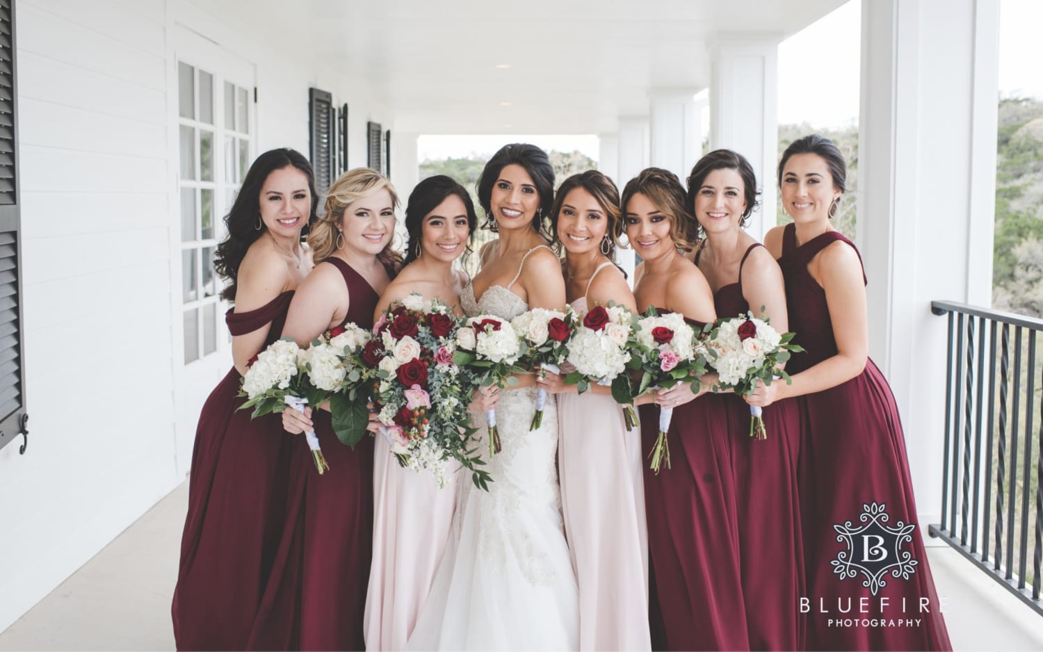 Bridal party holding bouquets