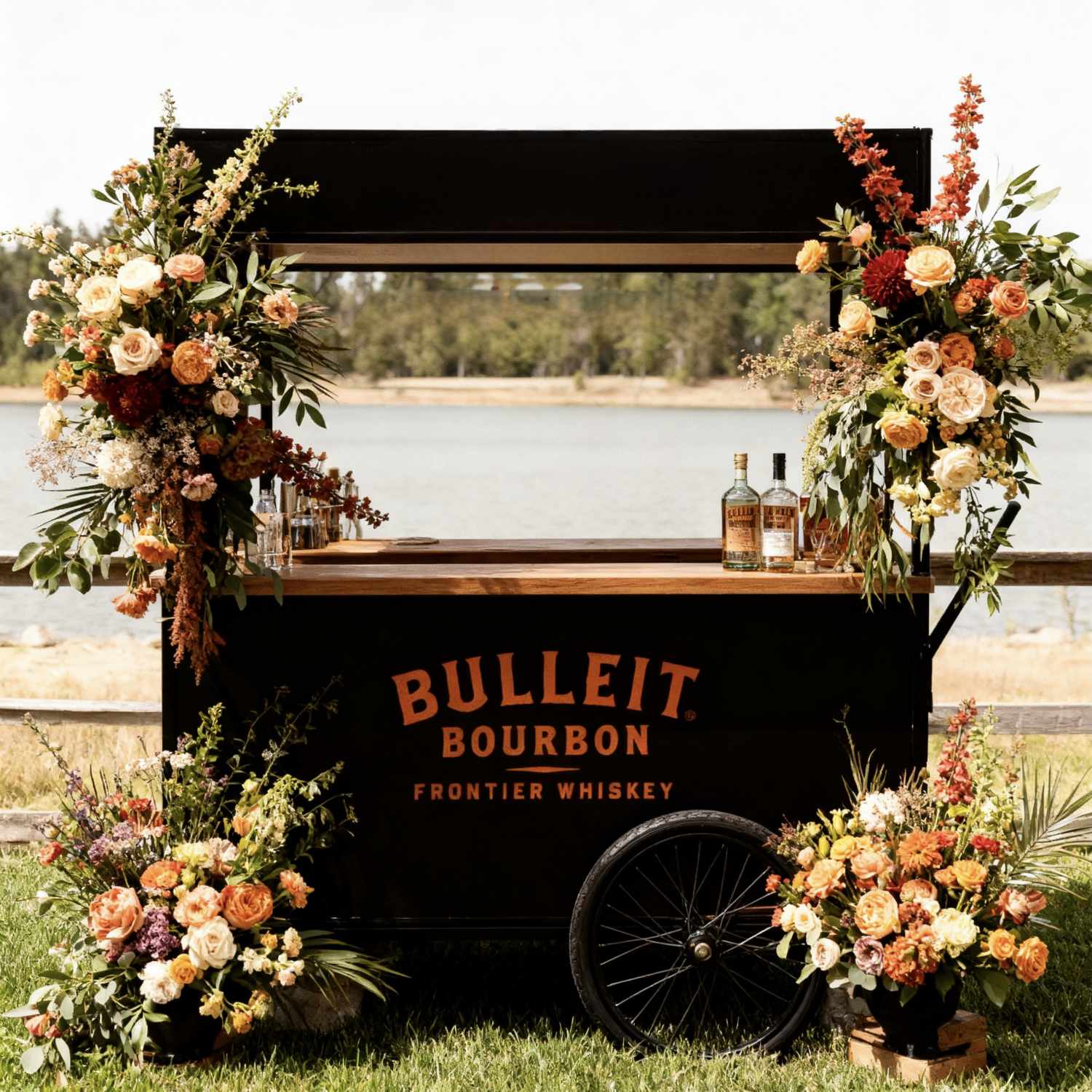 Additional collage of various event floral displays including more floral backdrops