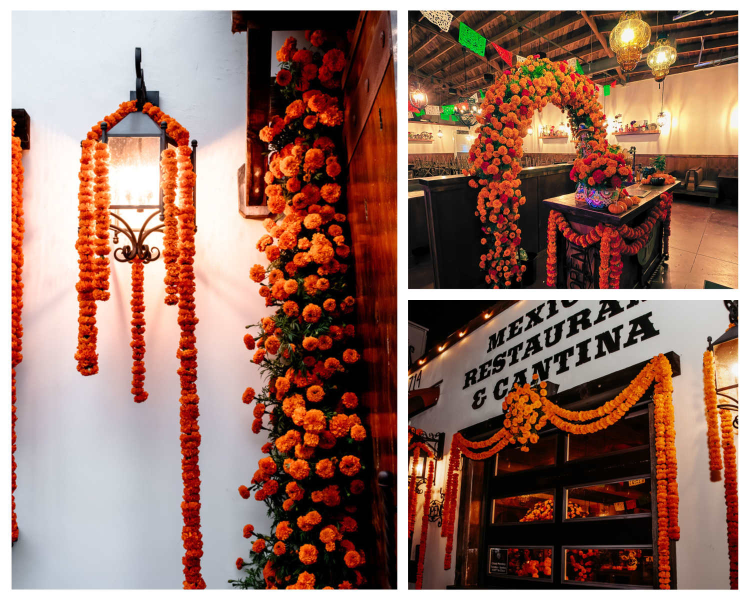 Additional collage of various event floral displays including more floral backdrops