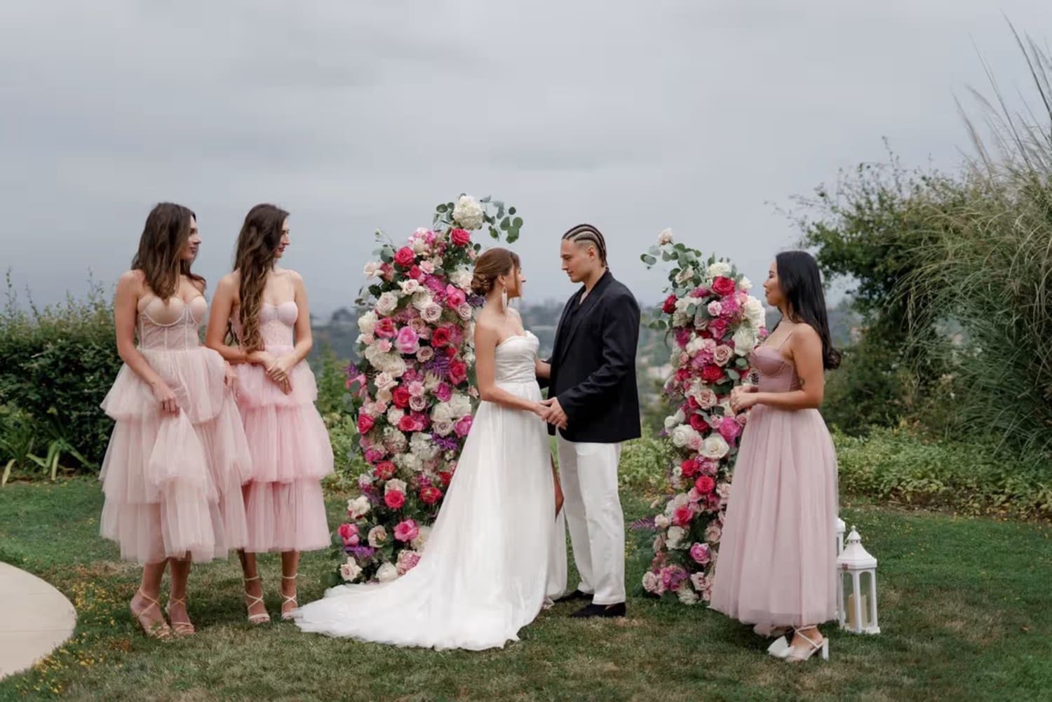 Luxury wedding flowers and floral arch in Los Angeles by The Purple Rose