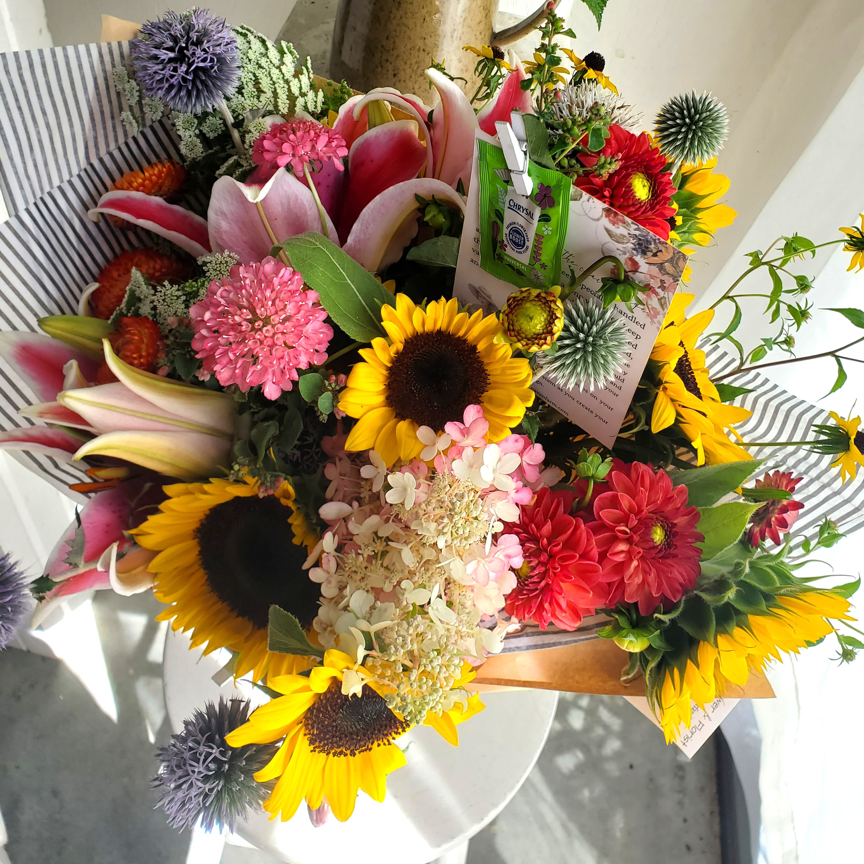 Surprising Cheer (Growers Choice) Wrapped Bouquet 