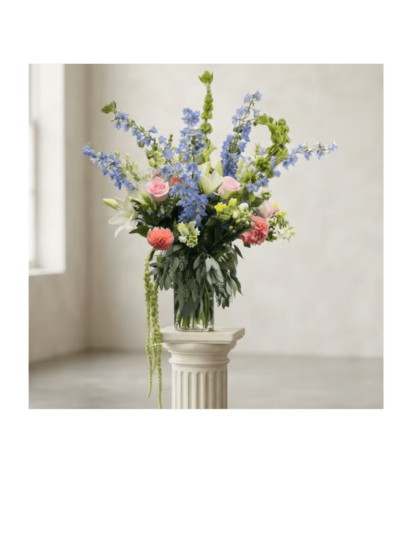 Grand pedestal flowers for wedding ceremony 