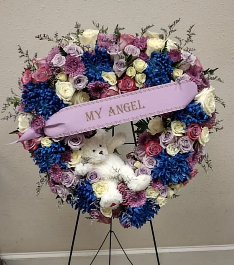 Lavender, Blue & White Open Heart