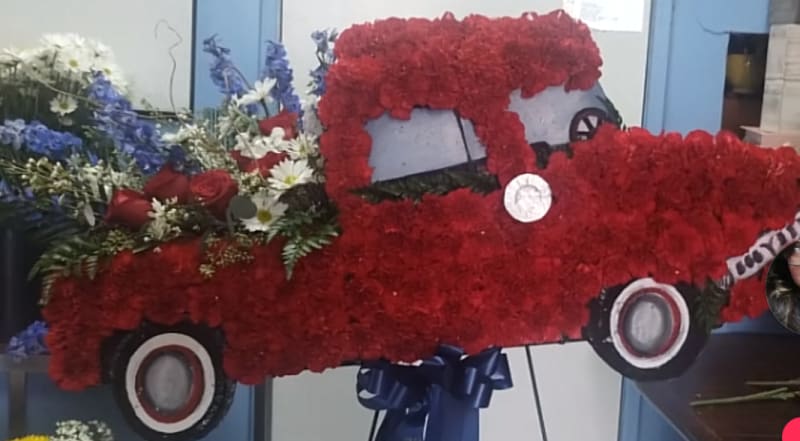 Red Chevy Flower Truck