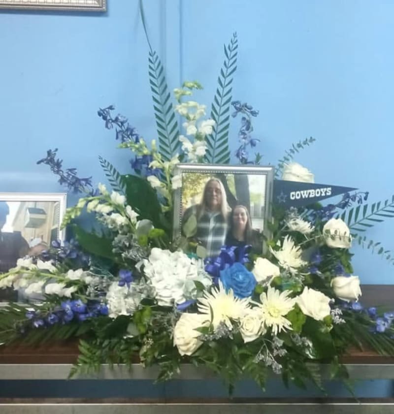 Blue & White Sympathy Photo Wreath