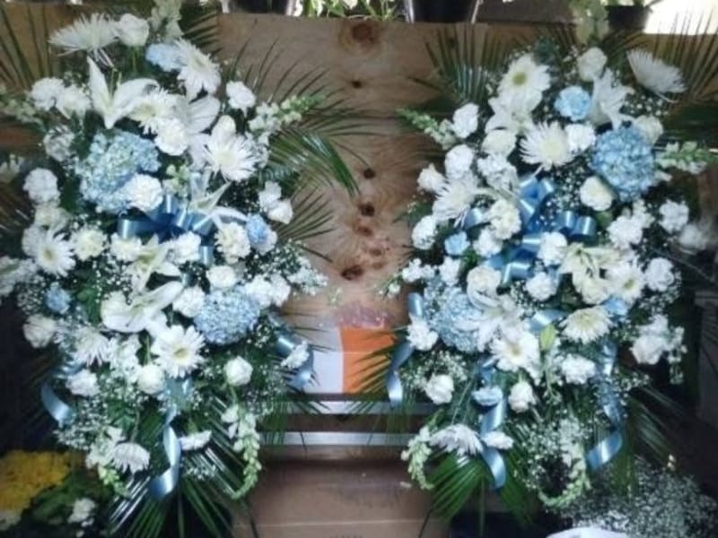 Baby Blue & White Love x's 2 Standing Sprays