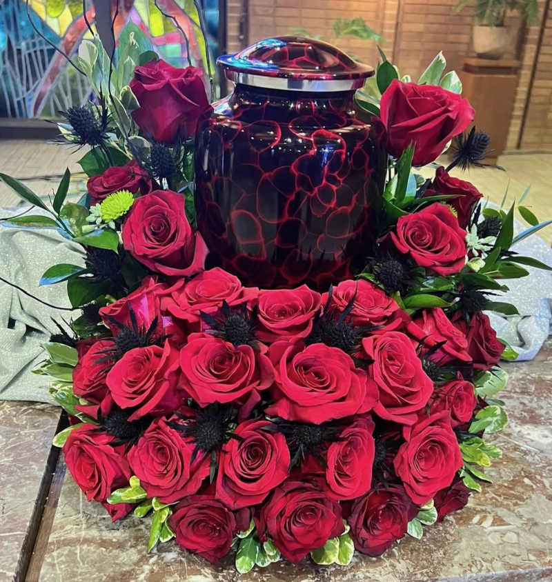 Red Rose Urn Wreath
