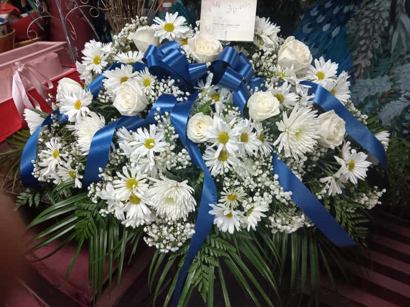 Blue & White Casket Spray