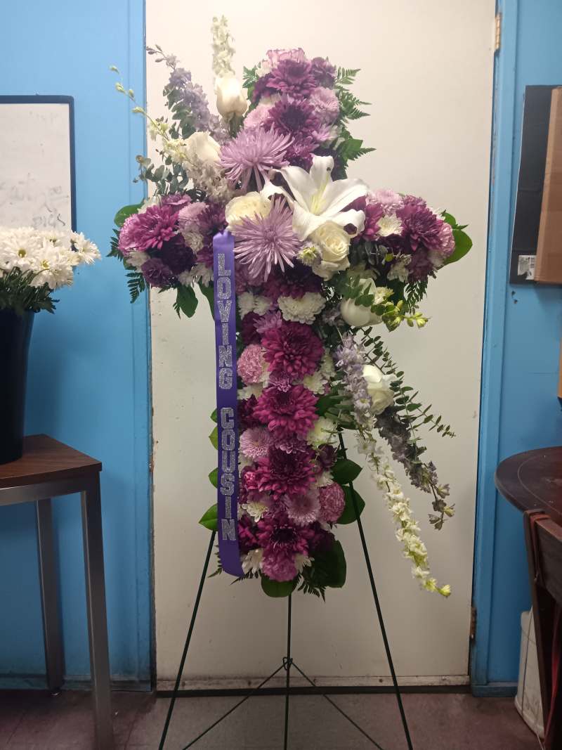 Purple, Lavender & White Standing Cross